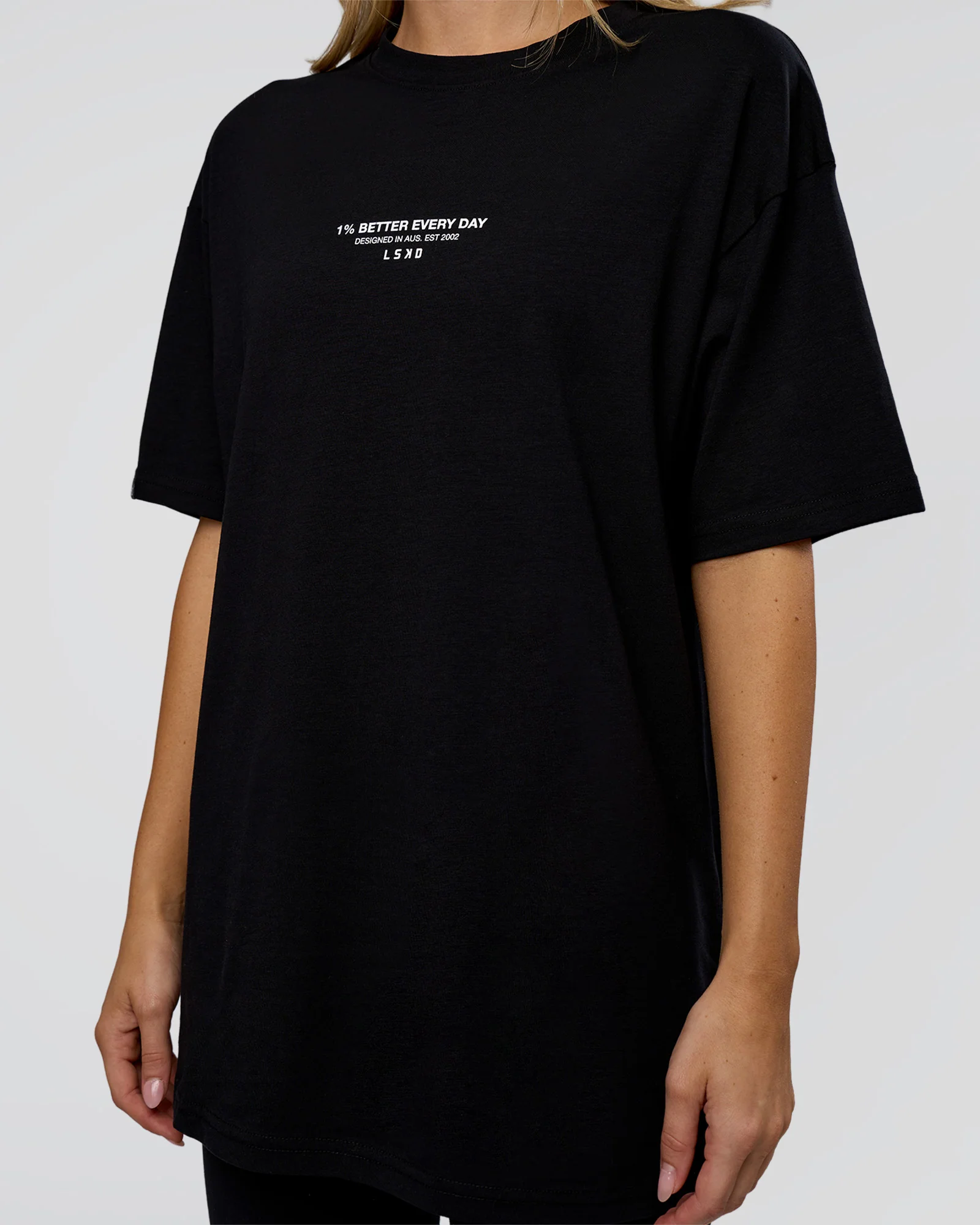 1% Better Every Day EST FLXCotton Oversized Tee - Black - Image 9