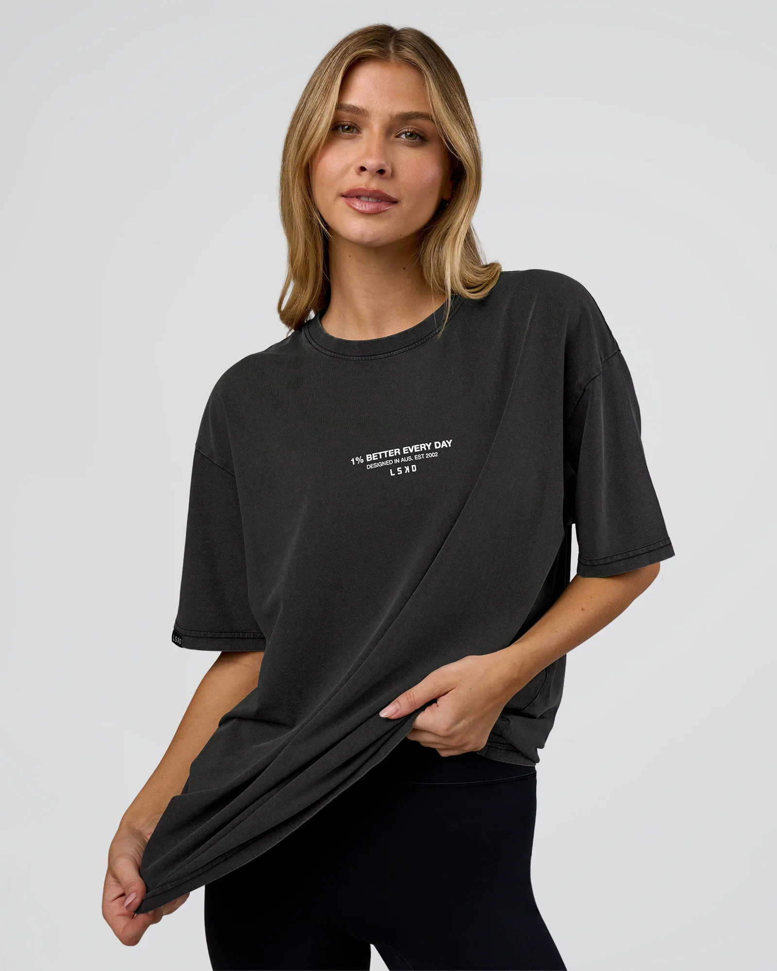 1% Better Every Day EST FLXCotton Oversized Tee - Black Washed - Image 4