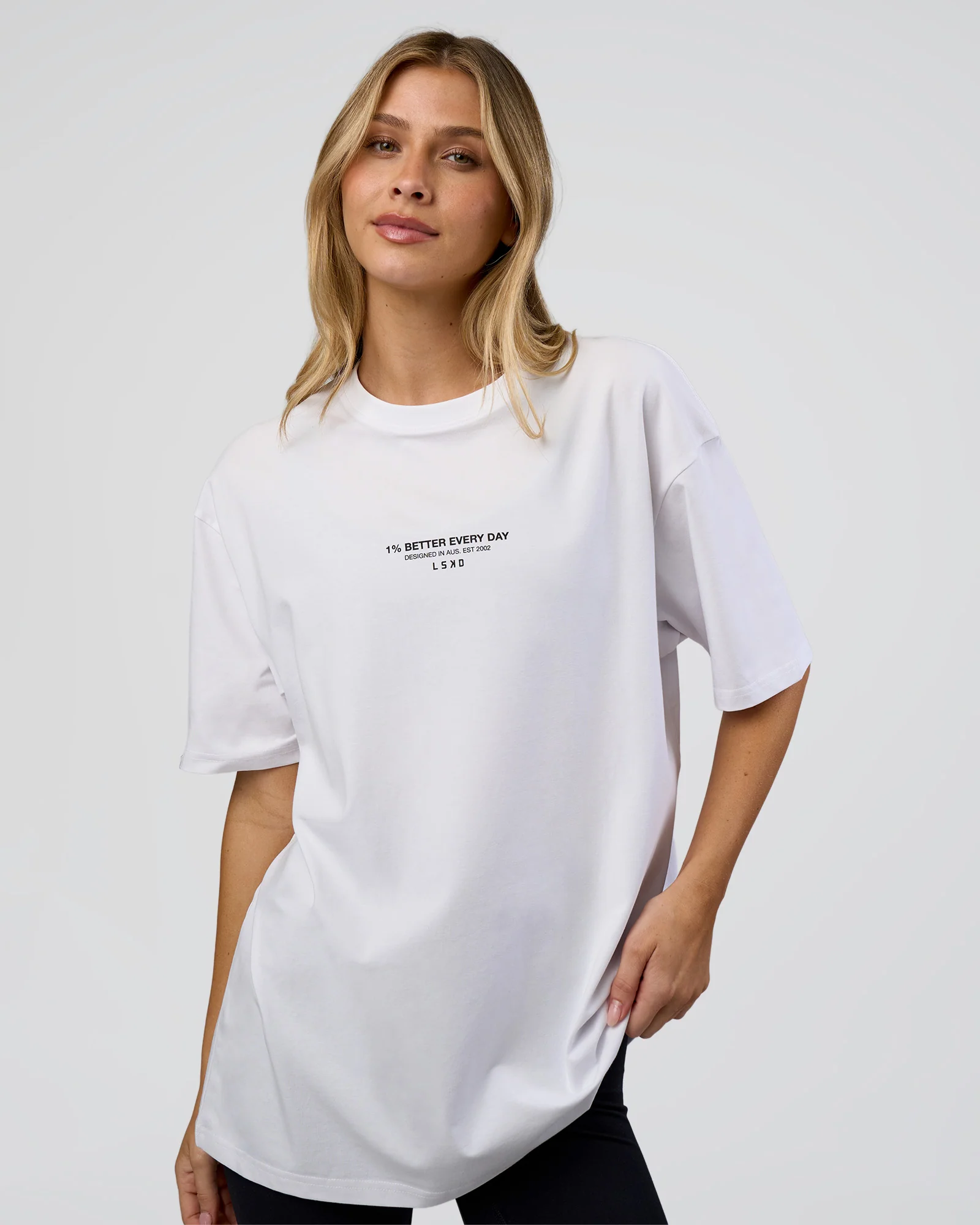 1% Better Every Day EST FLXCotton Oversized Tee - White - Image 4