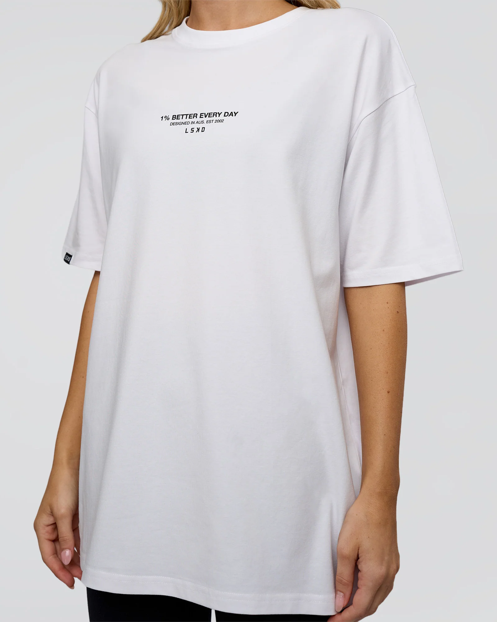1% Better Every Day EST FLXCotton Oversized Tee - White - Image 9