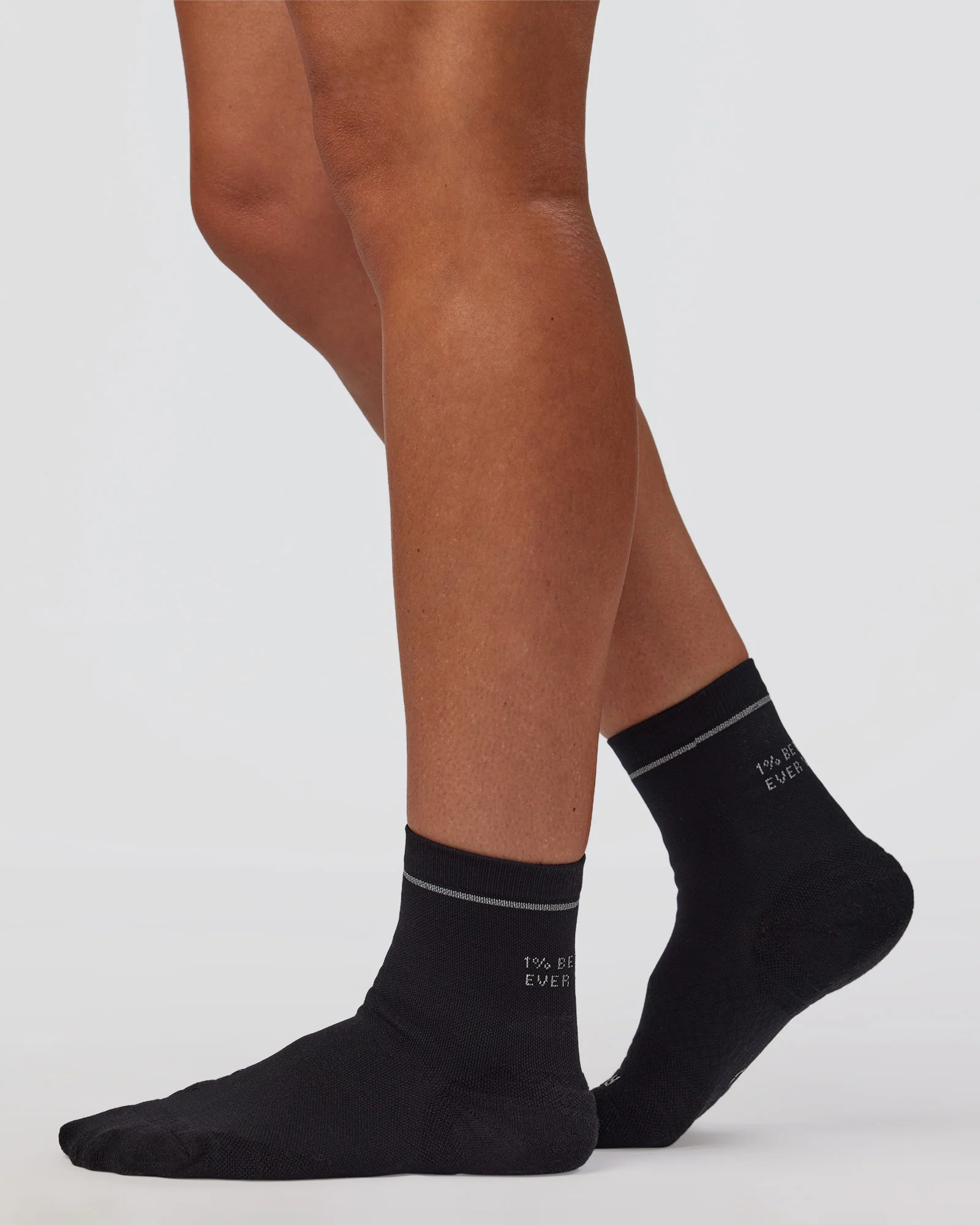 1% Better Performance Quarter Socks - Black-Reflective - Image 2