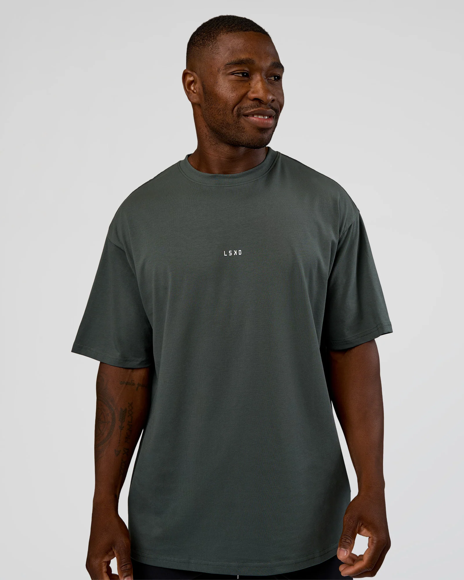 Abstract Haze FLXCotton Tee - Carbon Green-Cantaloupe - Image 6