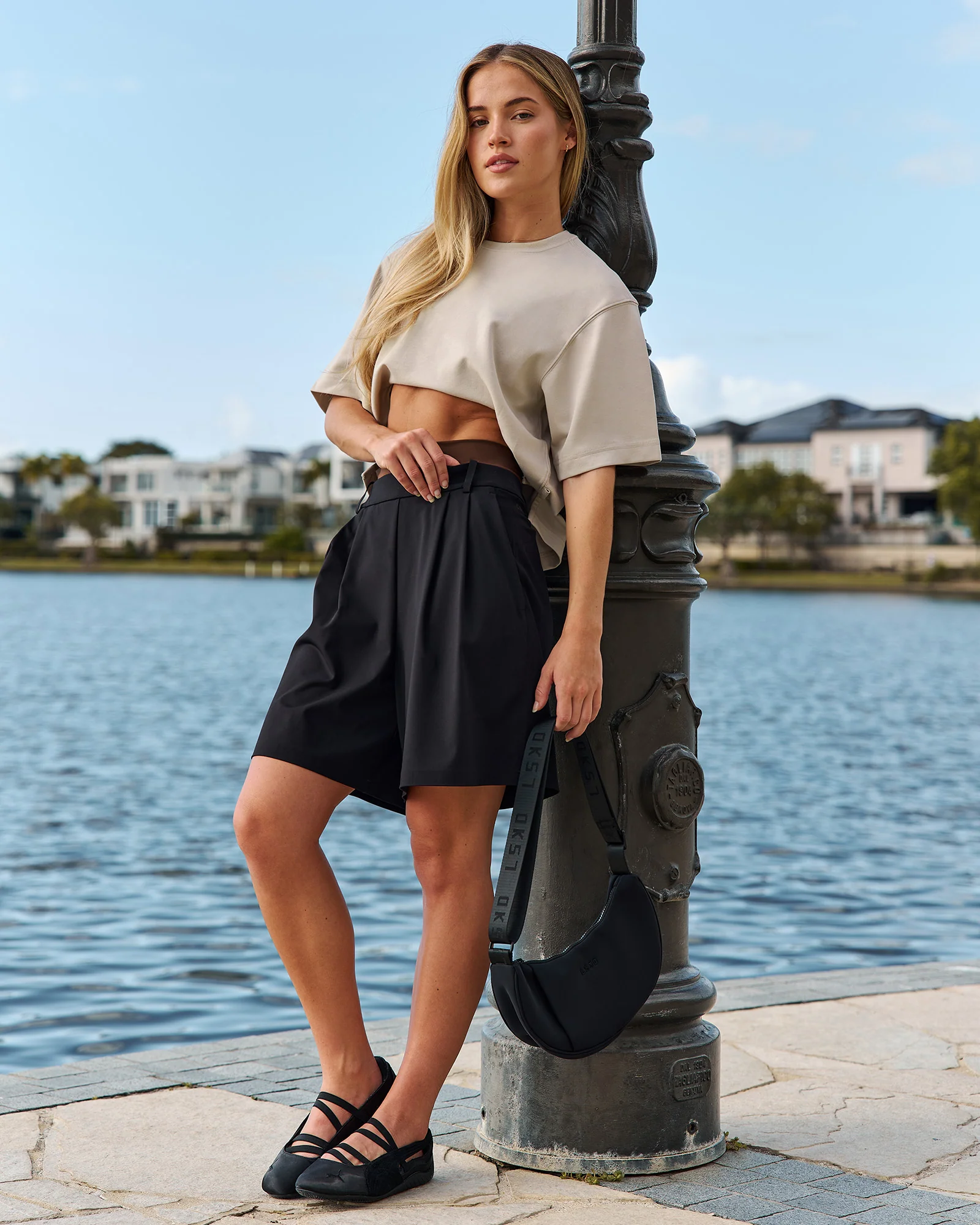 AfterDark ZeroCrease Cropped Tee - Shale Beige - Image 4