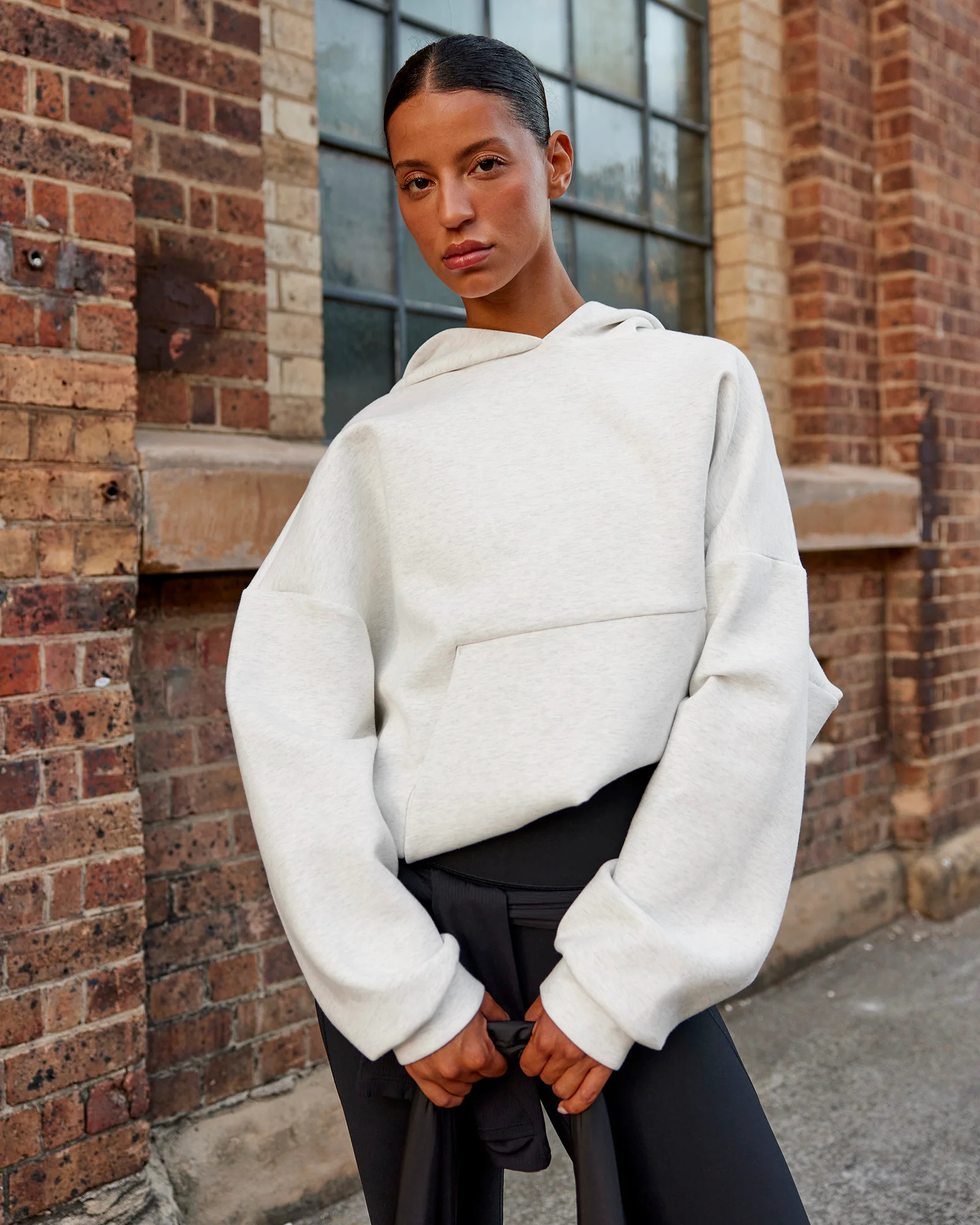 AfterDark ZeroCrease Oversized Hoodie - Silver Marl - Image 9