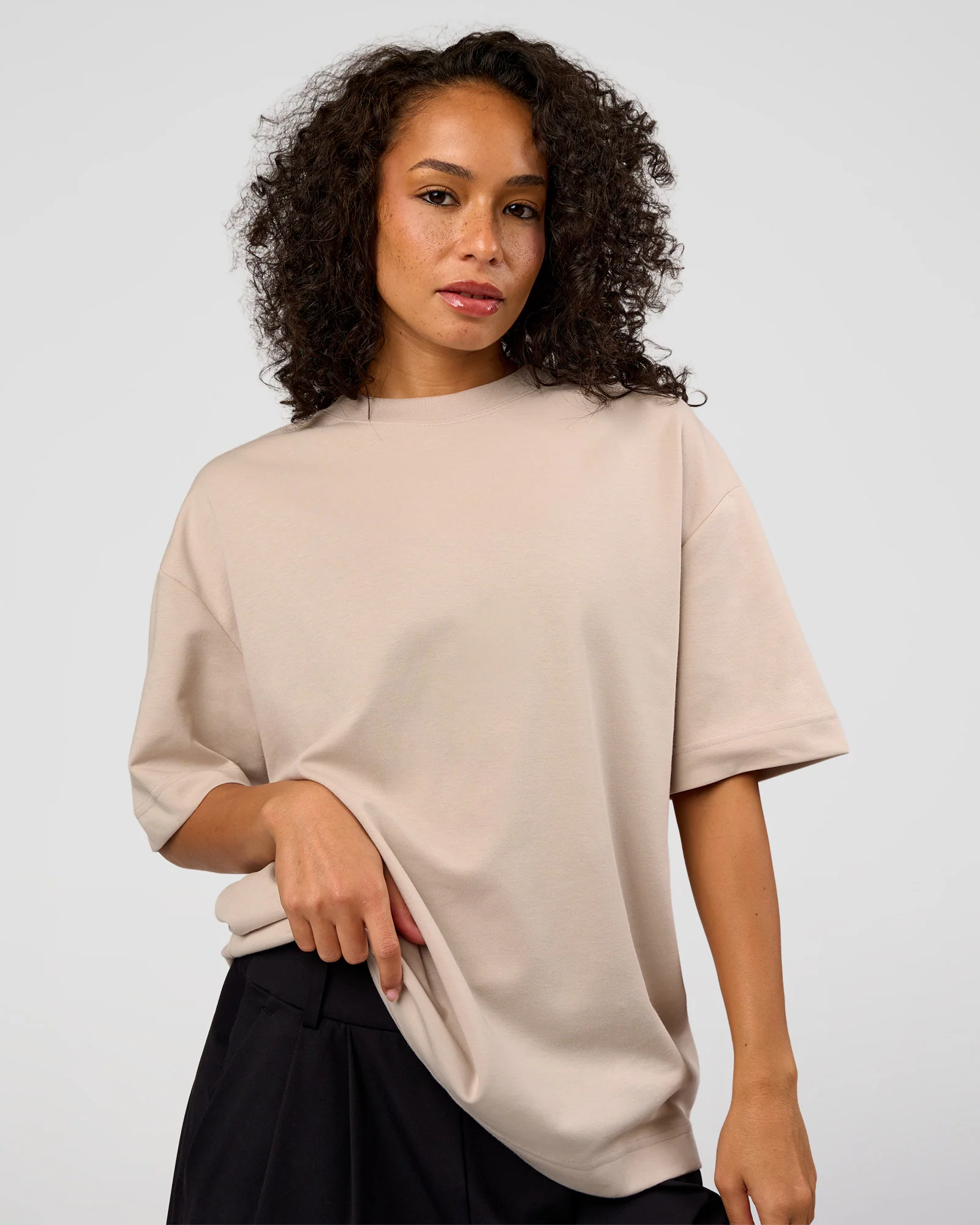 AfterDark ZeroCrease Oversized Tee - Shale Beige - Image 4