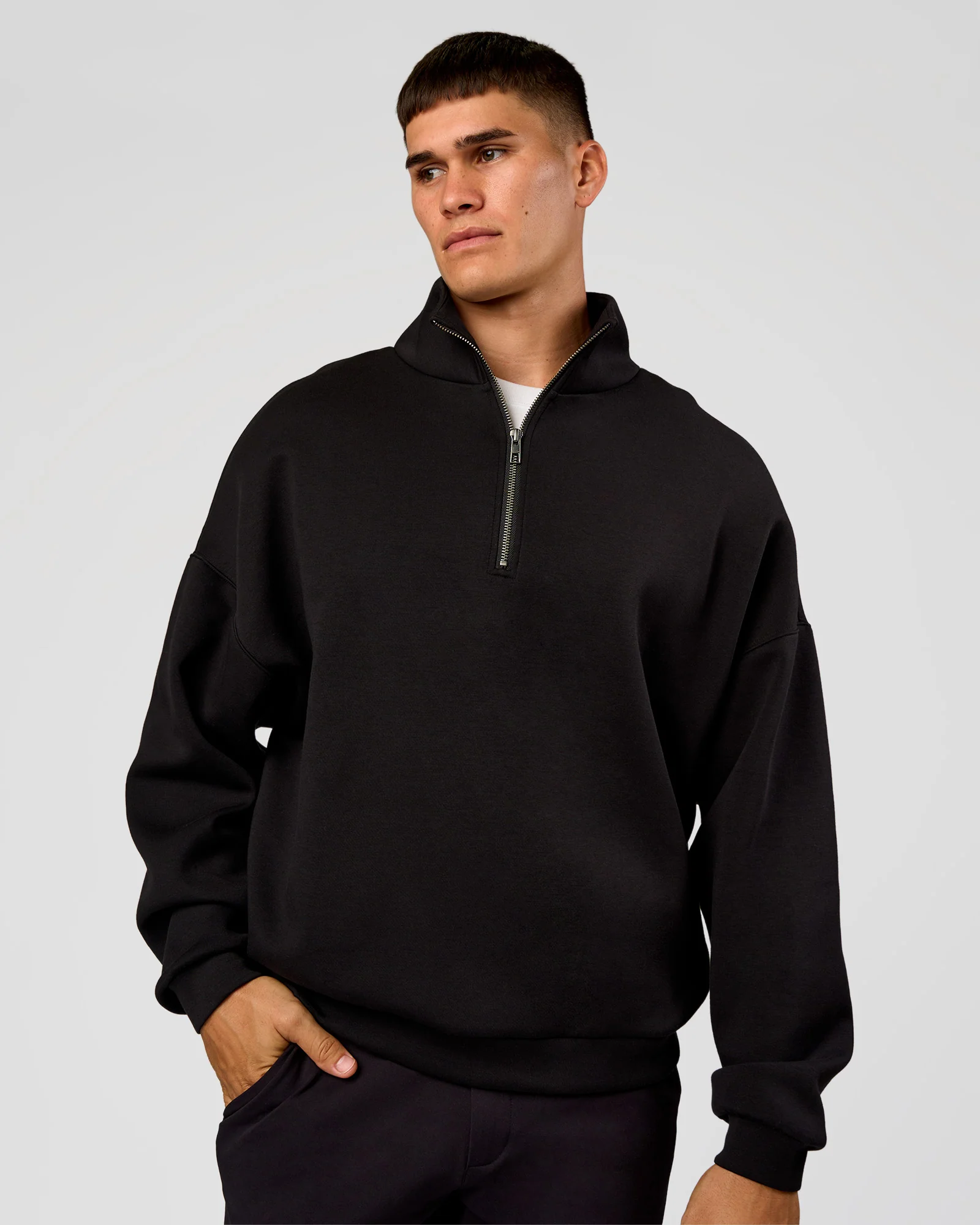 AfterDark ZeroCrease Quarter Zip - Black - Image 10