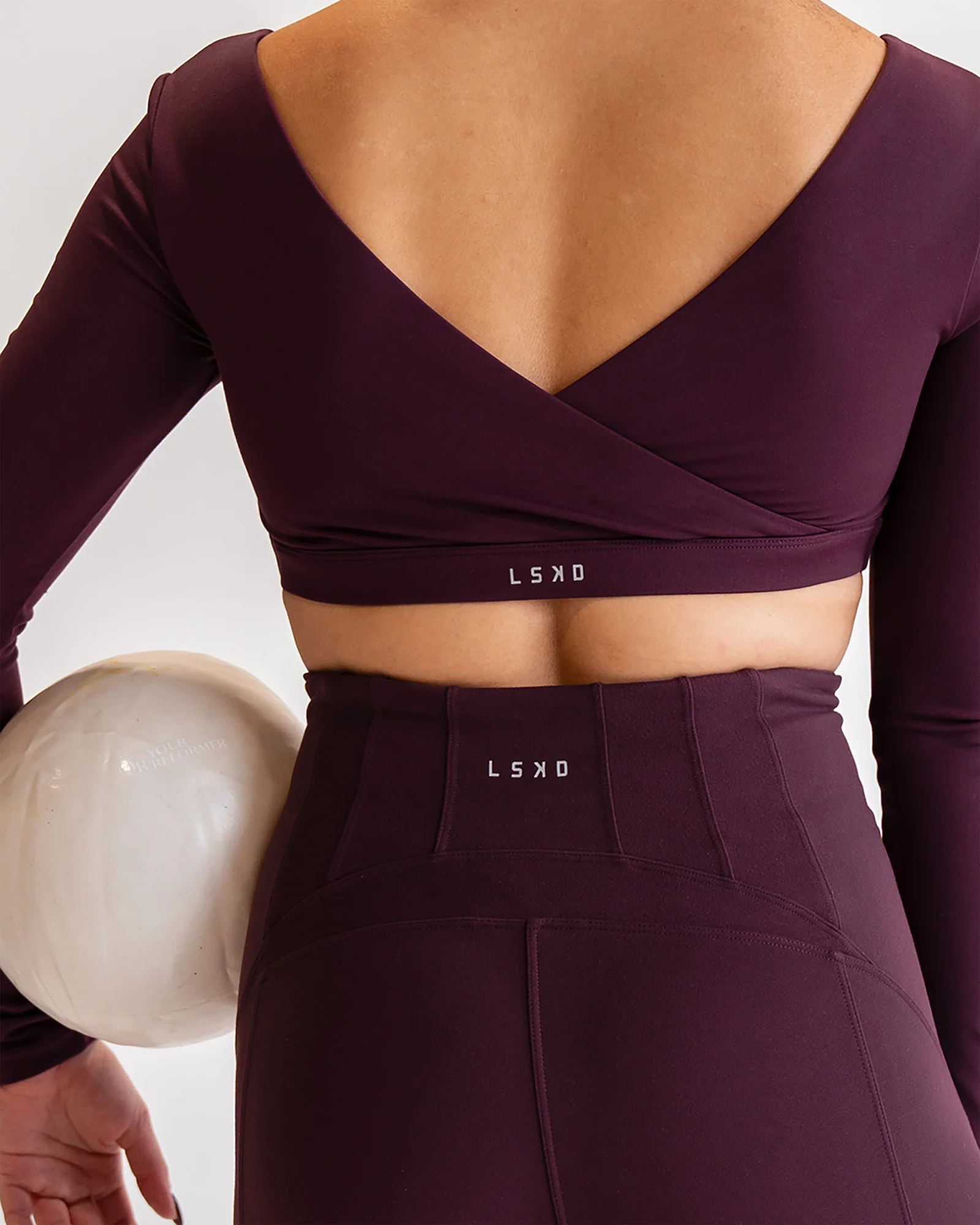Aria Long Sleeve Sports Bra - Cherry Lacquer - Image 2