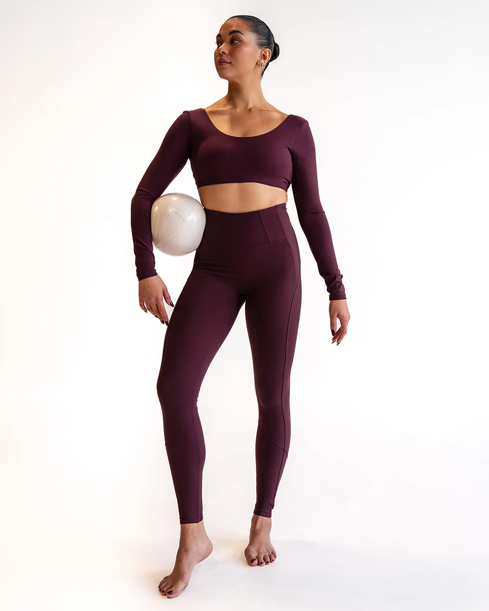 Aria Long Sleeve Sports Bra - Cherry Lacquer - Image 3