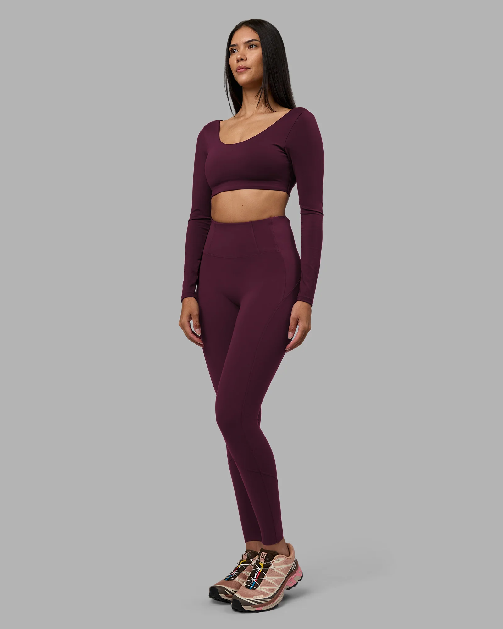 Aria Long Sleeve Sports Bra - Cherry Lacquer - Image 4