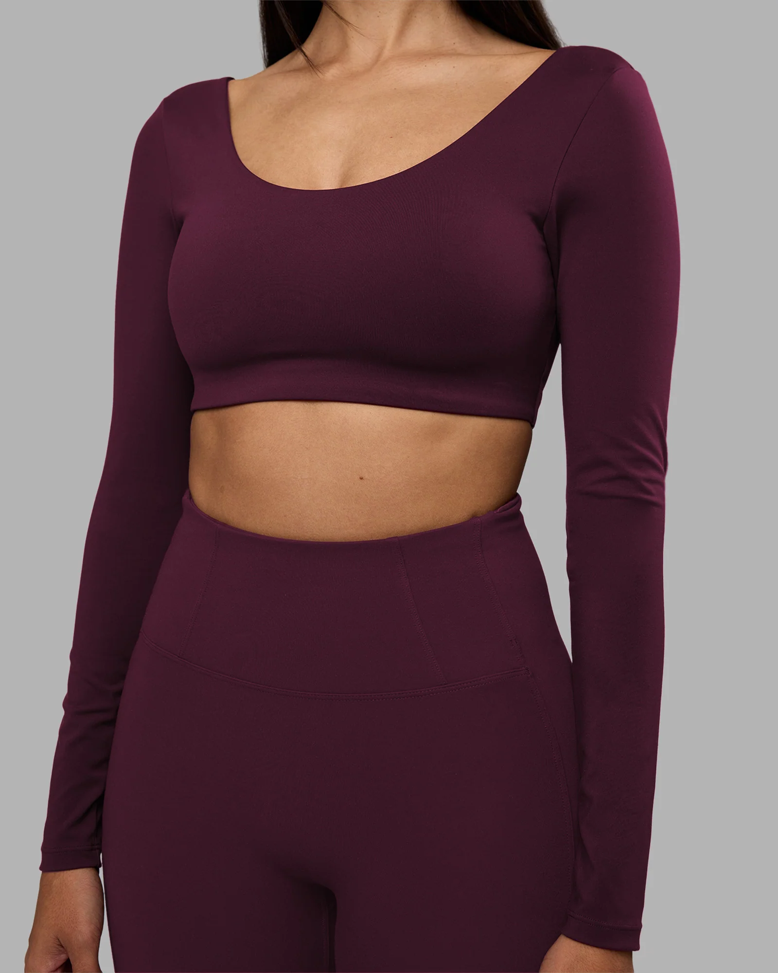 Aria Long Sleeve Sports Bra - Cherry Lacquer - Image 7