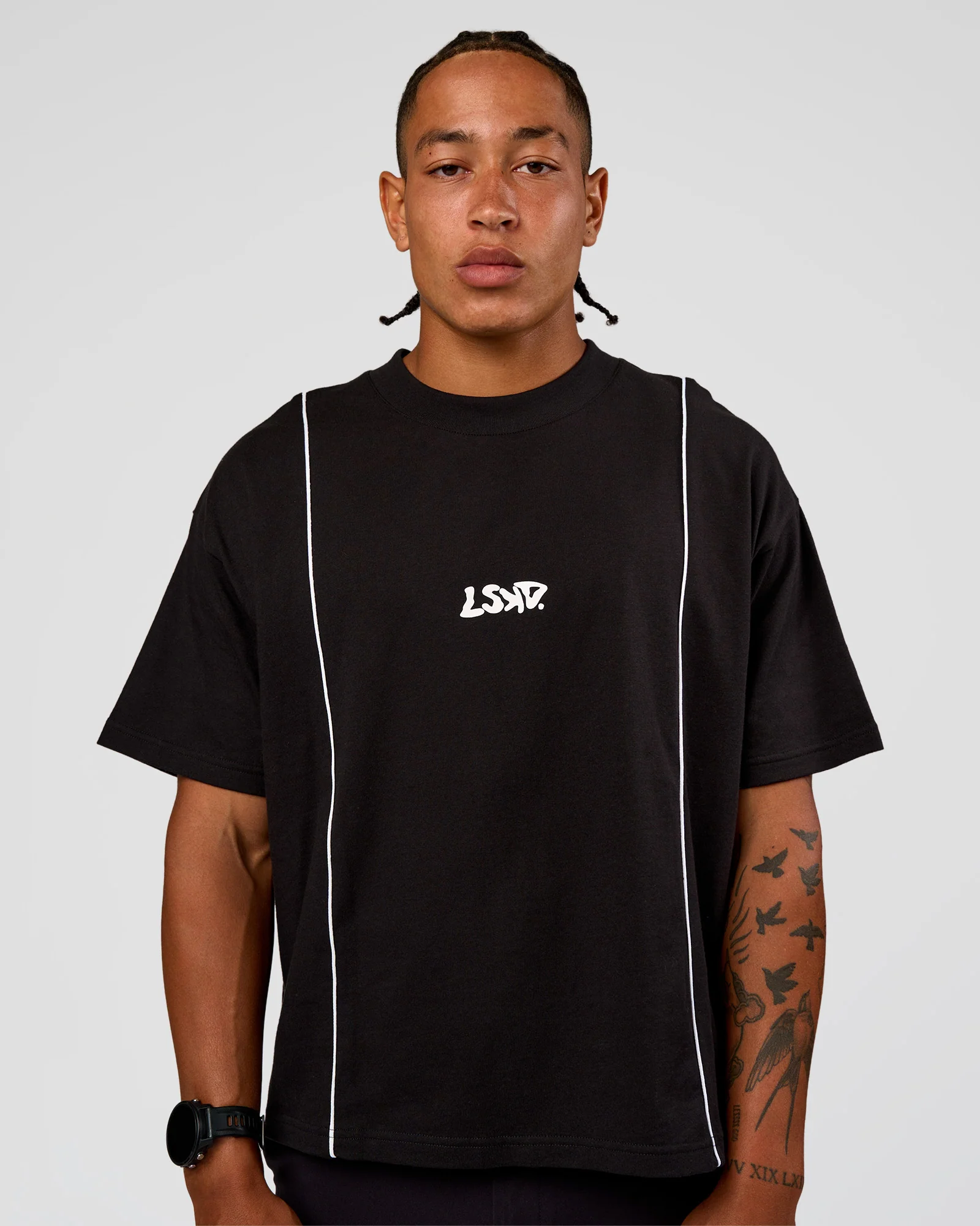 Axis Heavyweight Oversized Boxed Tee - Black-White - Image 2