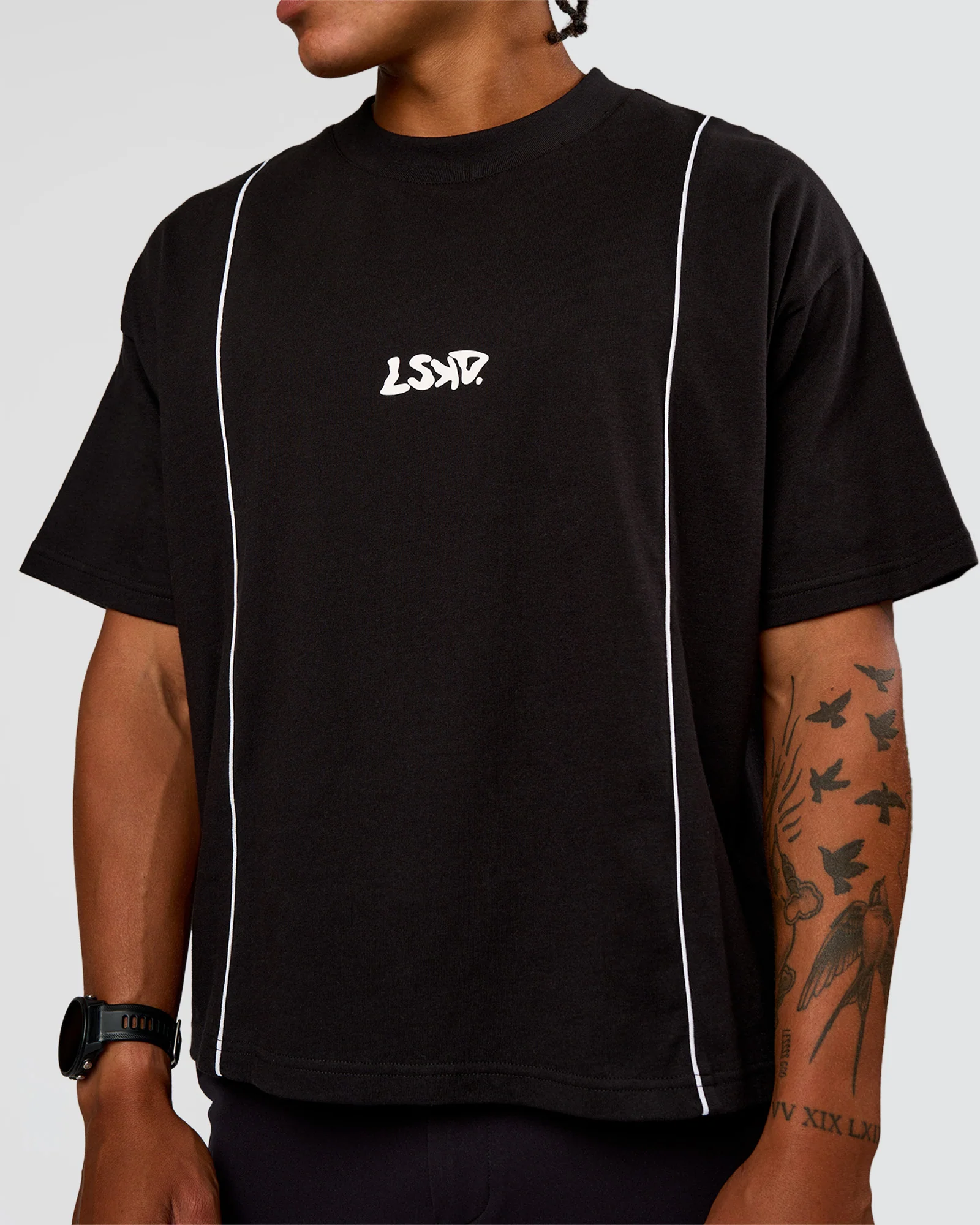 Axis Heavyweight Oversized Boxed Tee - Black-White - Image 9