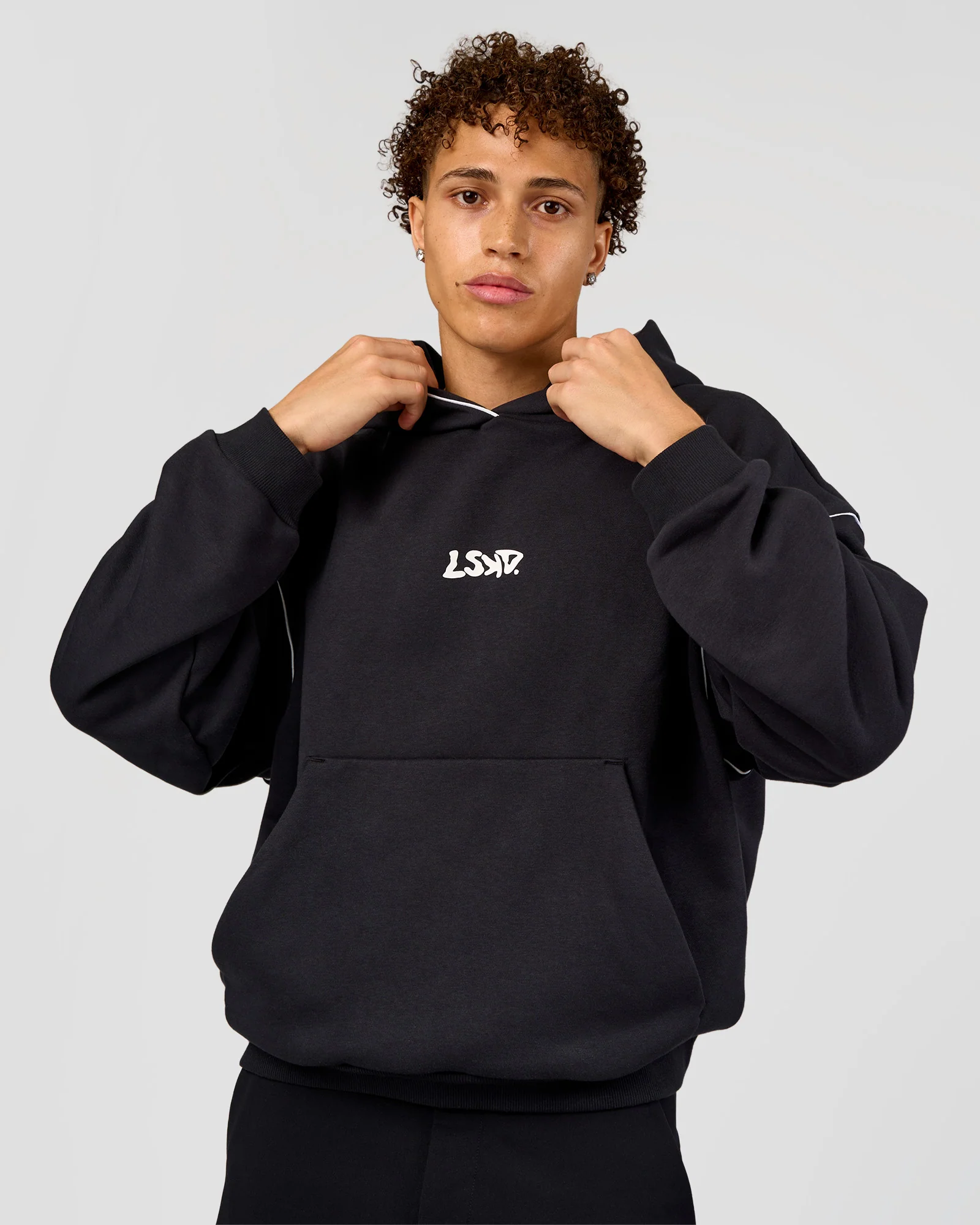 Axis Oversized Hoodie - Caviar-White - Image 2