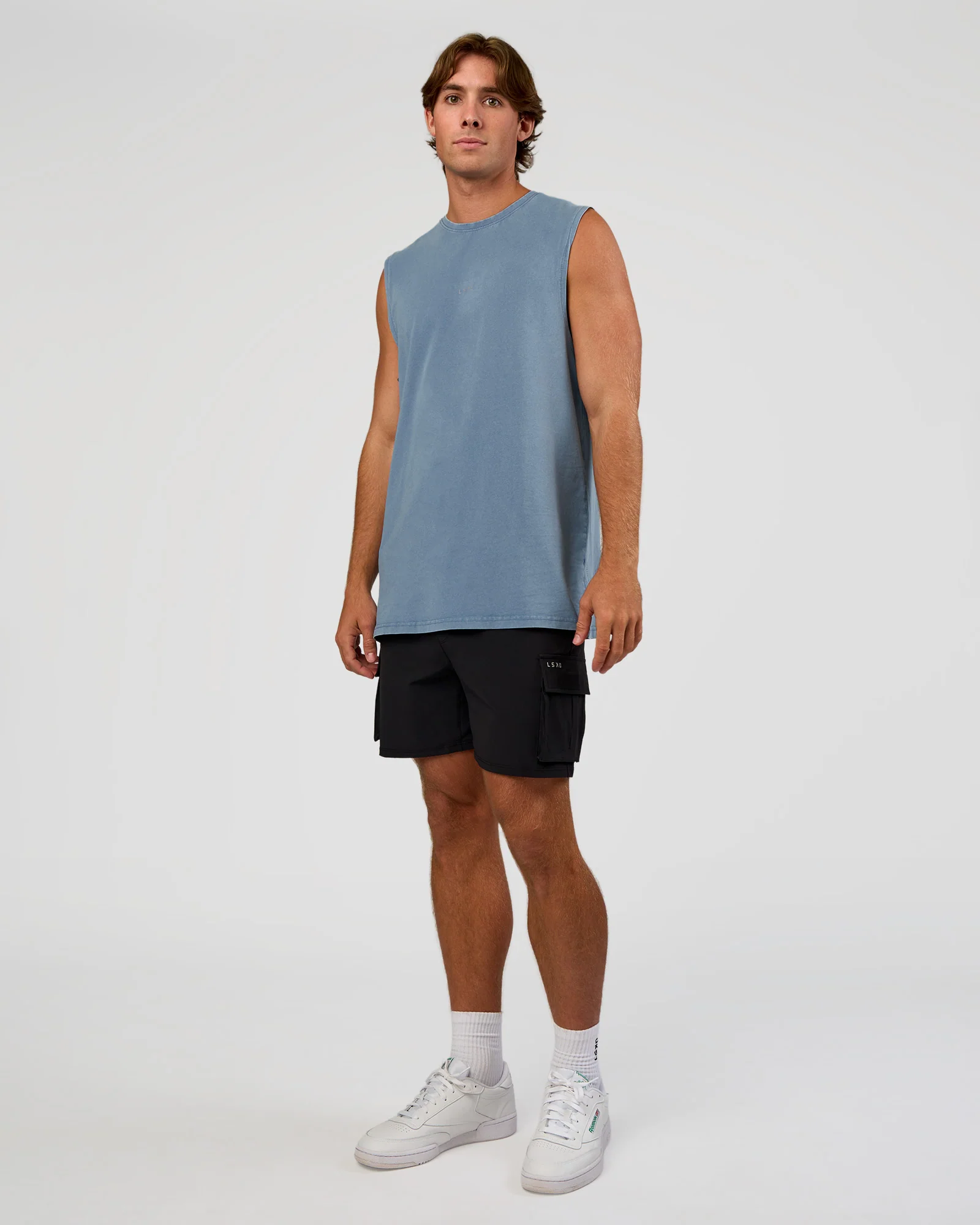 Base FLXCotton Tank Regular Fit +2cm - Elemental Blue Washed - Image 4