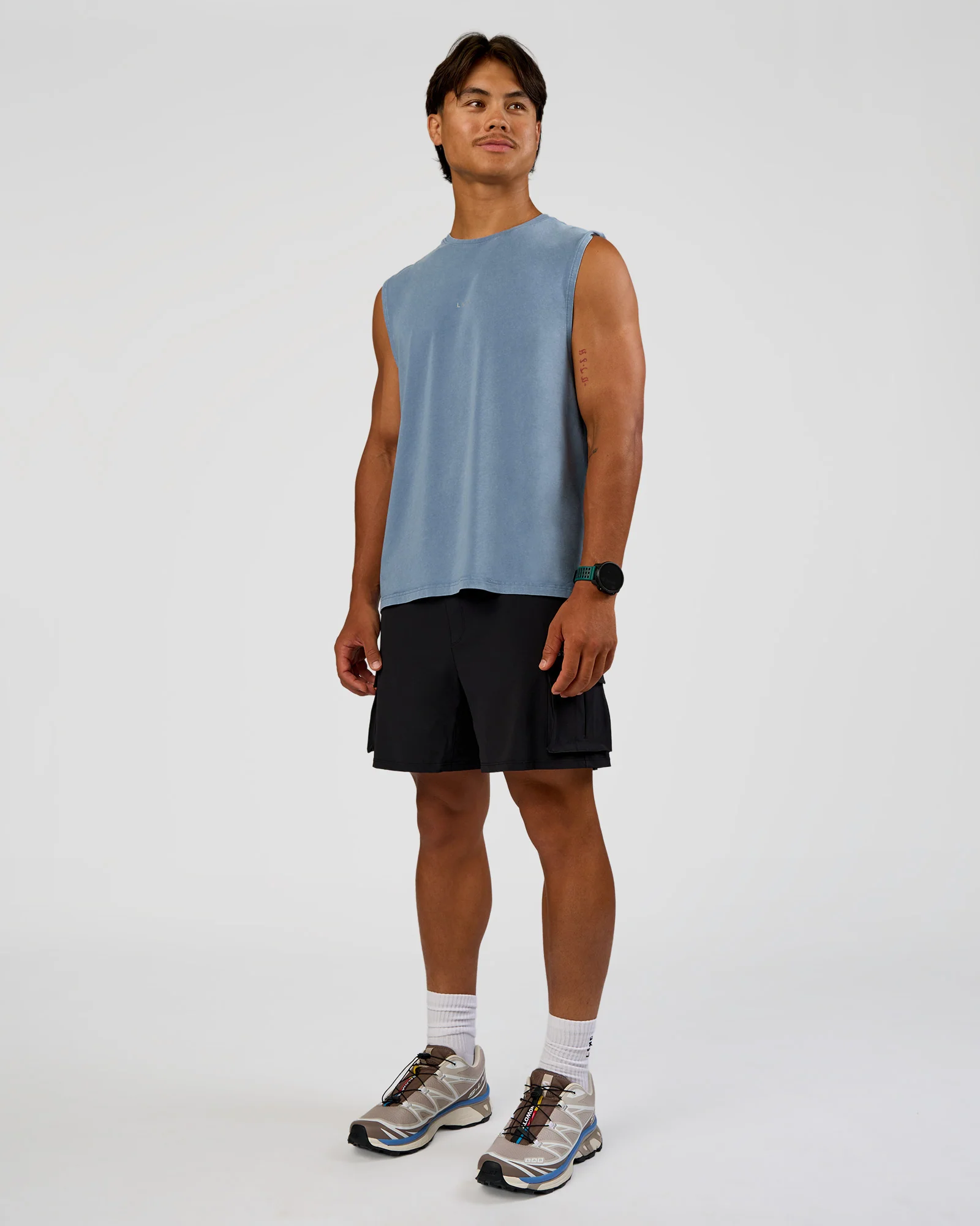 Base FLXCotton Tank Regular Fit -8cm - Elemental Blue Washed - Image 2