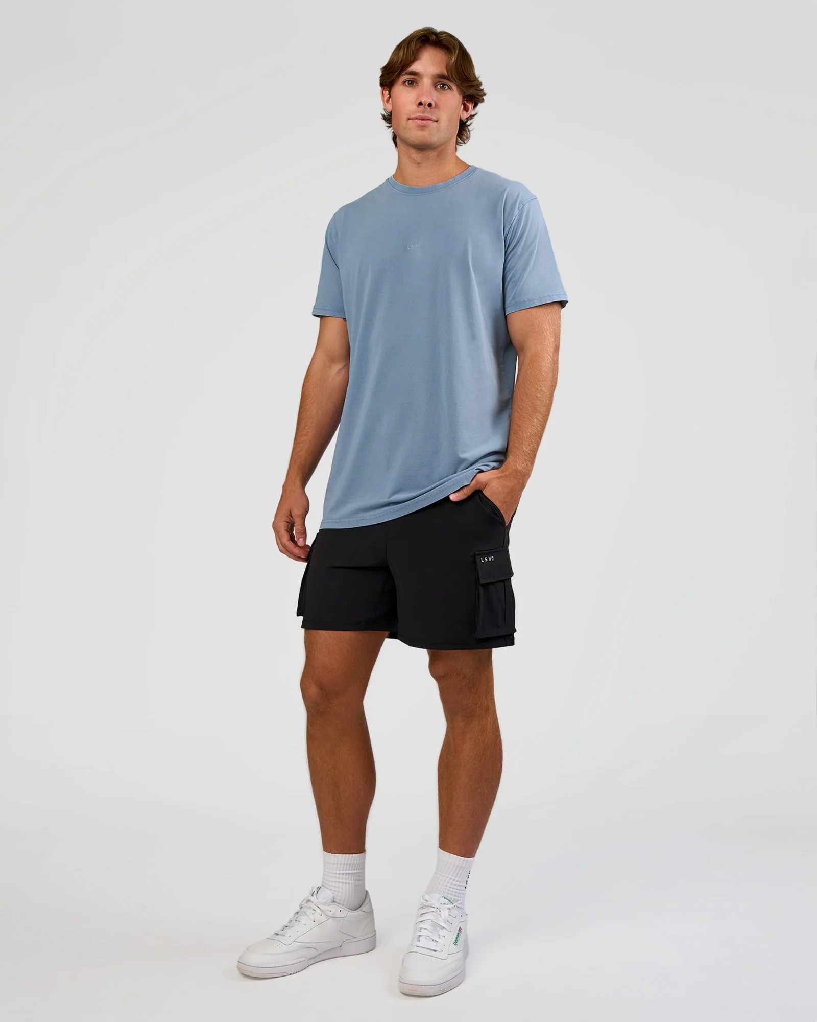 Base FLXCotton Tee  Regular Fit +2cm - Elemental Blue Washed - Image 2