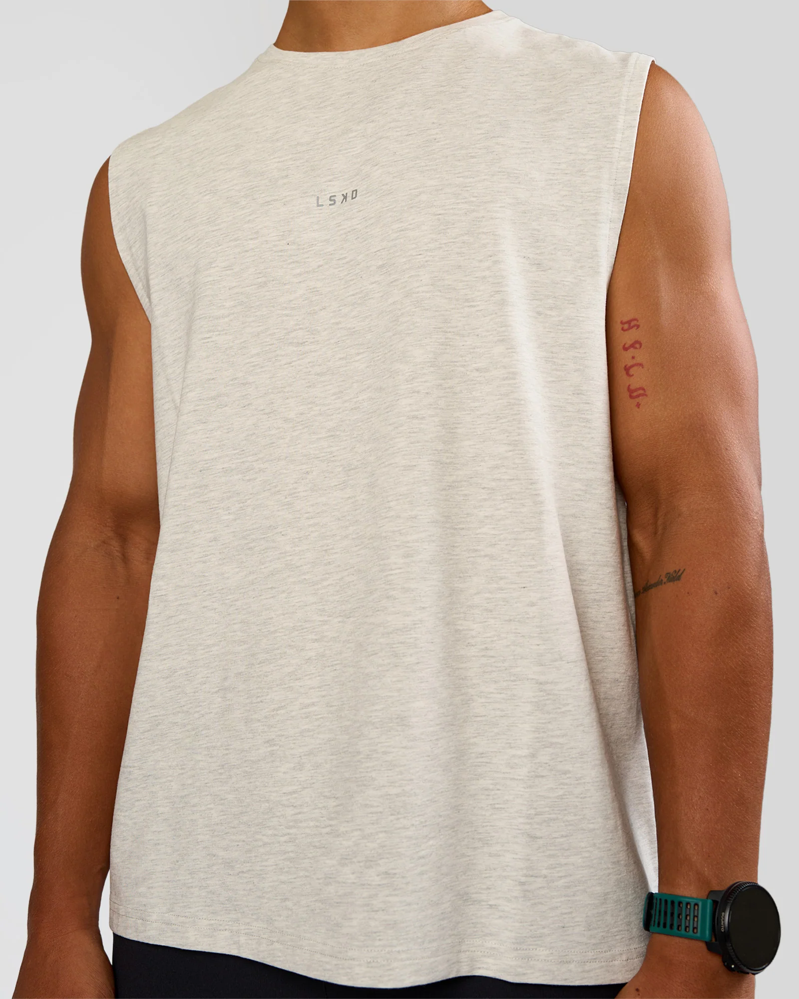 Base Heavyweight FLXCotton Tank Regular Fit -8cm - Silver Marl - Image 4