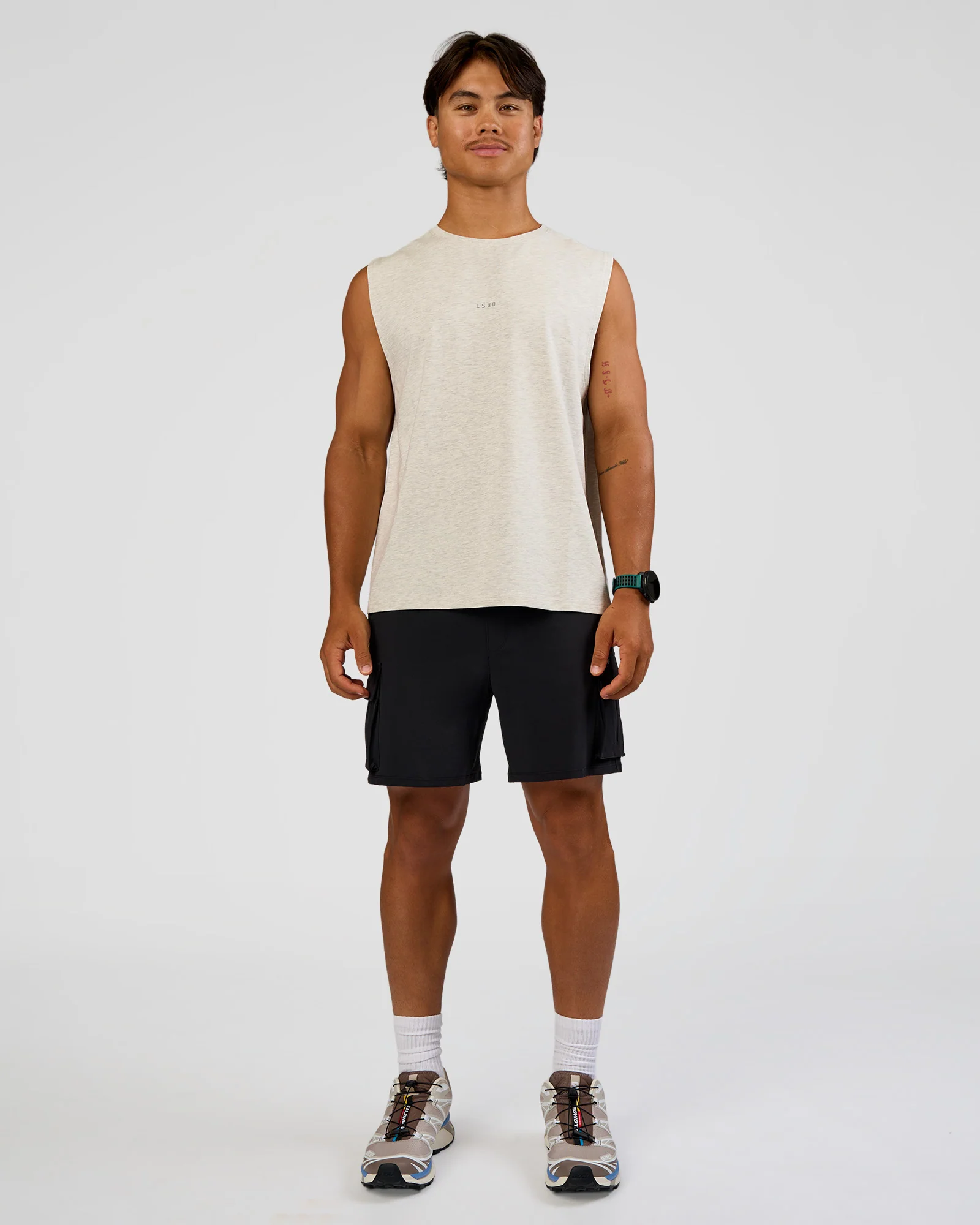 Base Heavyweight FLXCotton Tank Regular Fit -8cm - Silver Marl - Image 5