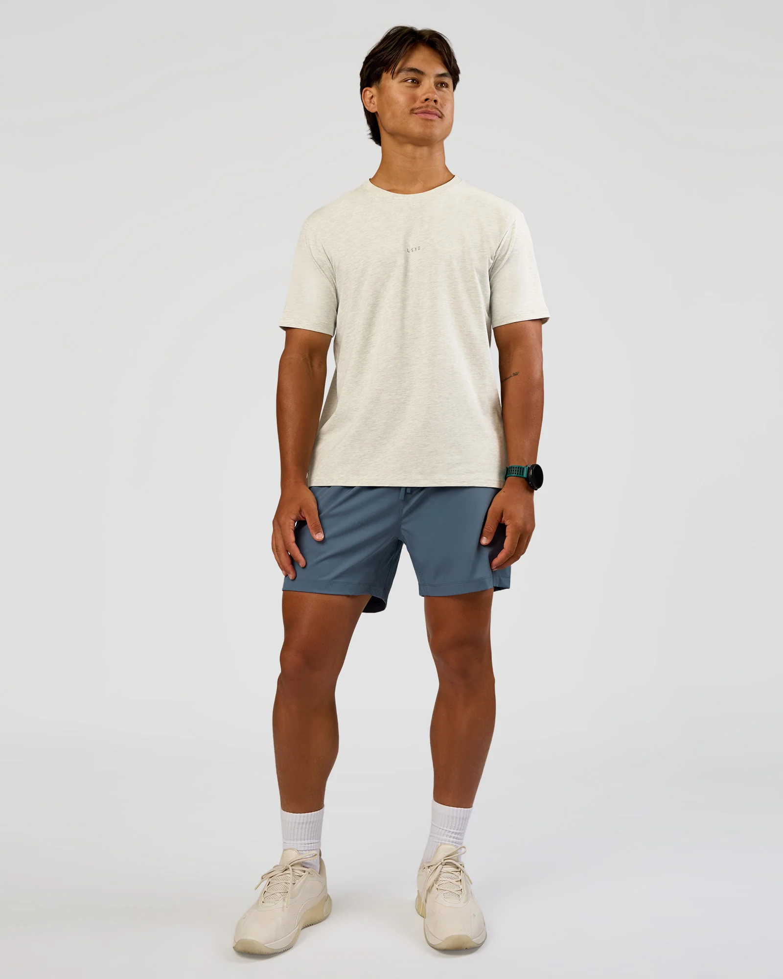 Base Heavyweight FLXCotton Tee Regular Fit -8cm - Silver Marl - Image 2