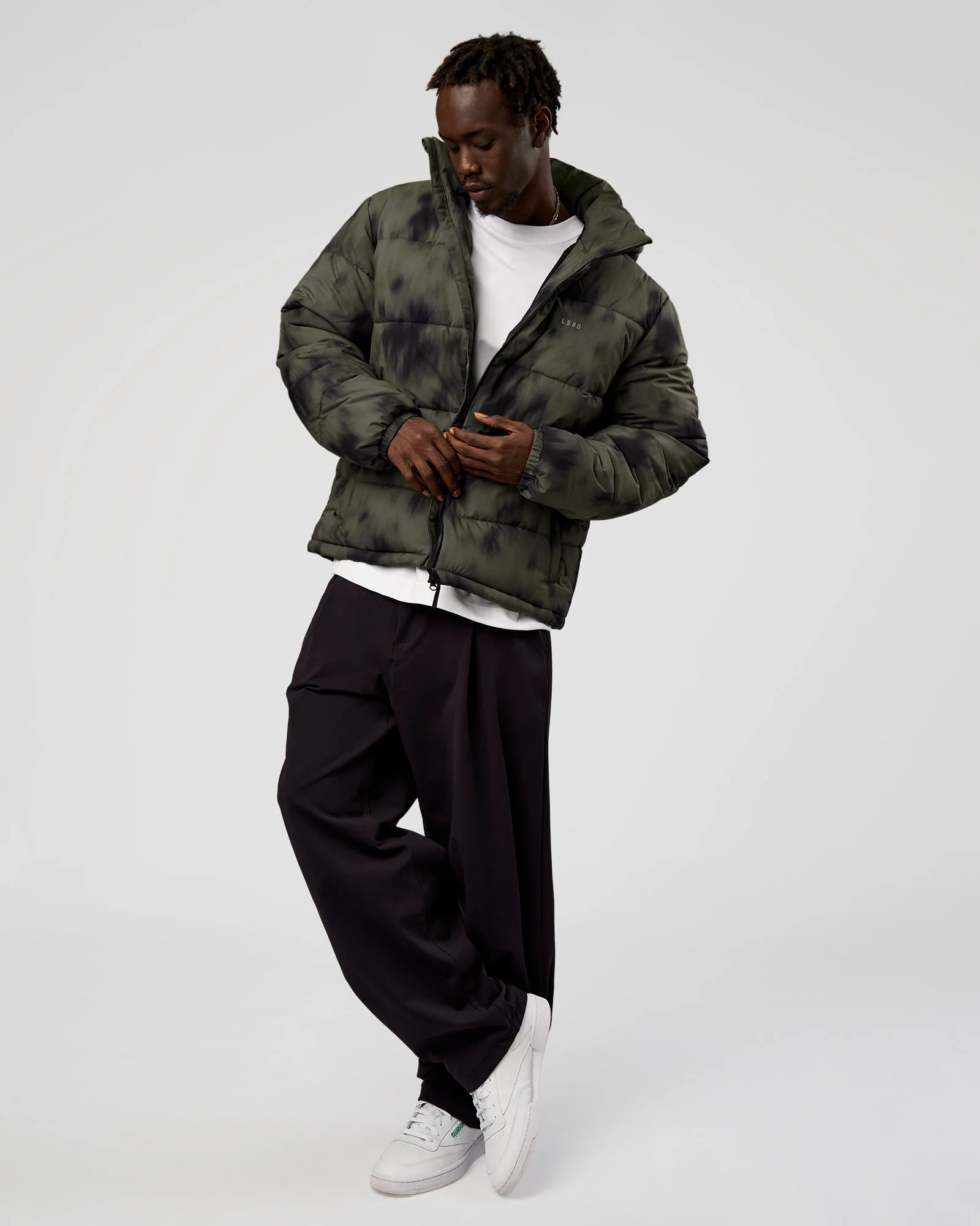 Base Puffer Jacket - Camo Washed Walnut Grey - Image 6