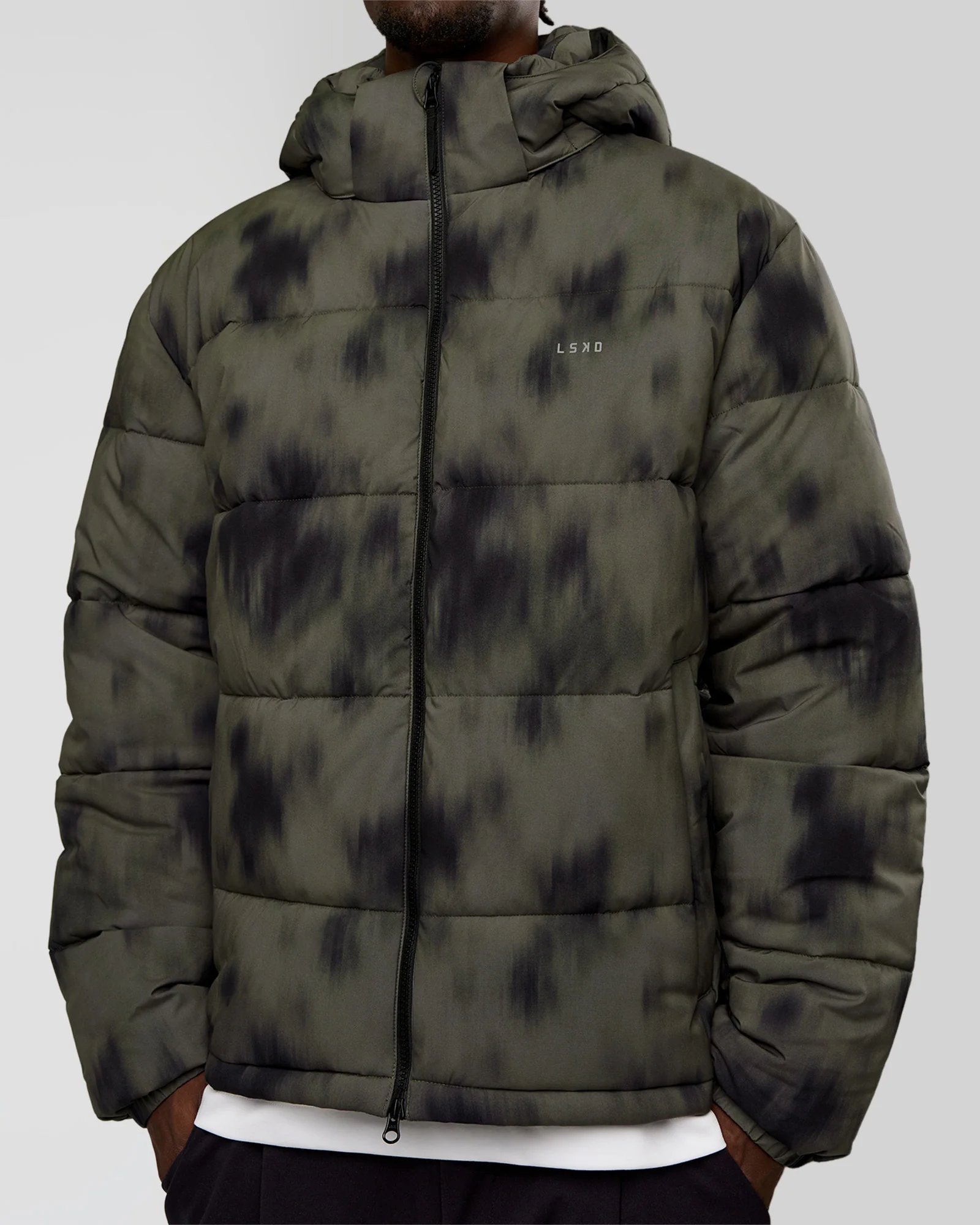 Base Puffer Jacket - Camo Washed Walnut Grey - Image 7