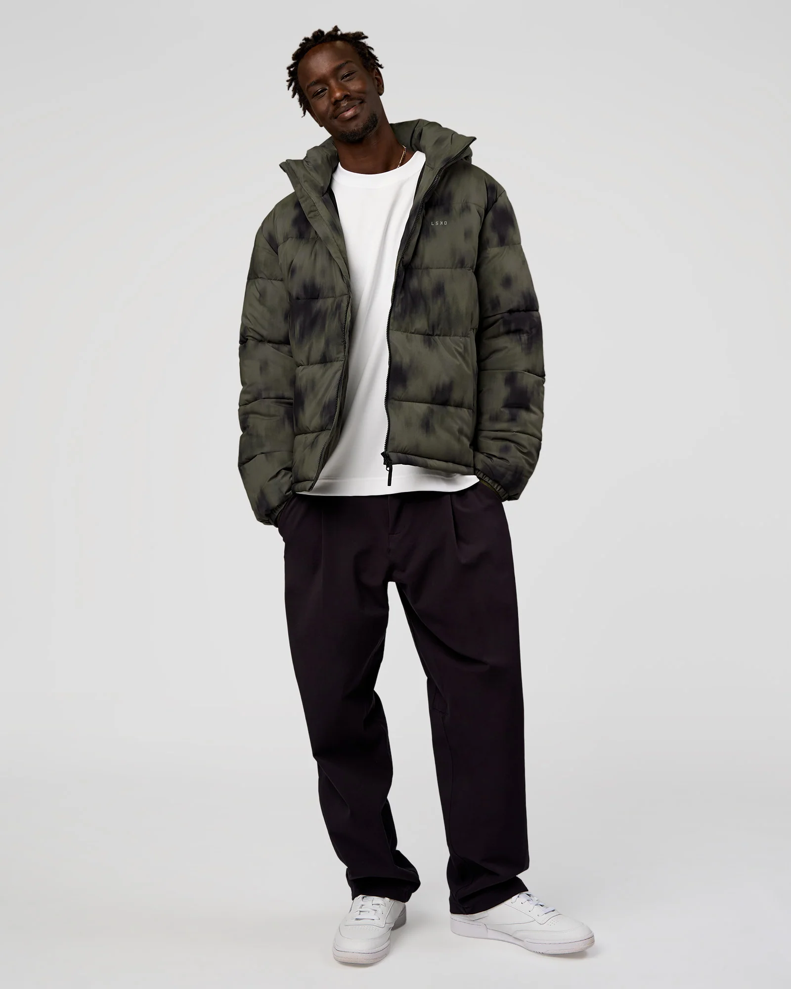 Base Puffer Jacket - Camo Washed Walnut Grey - Image 8