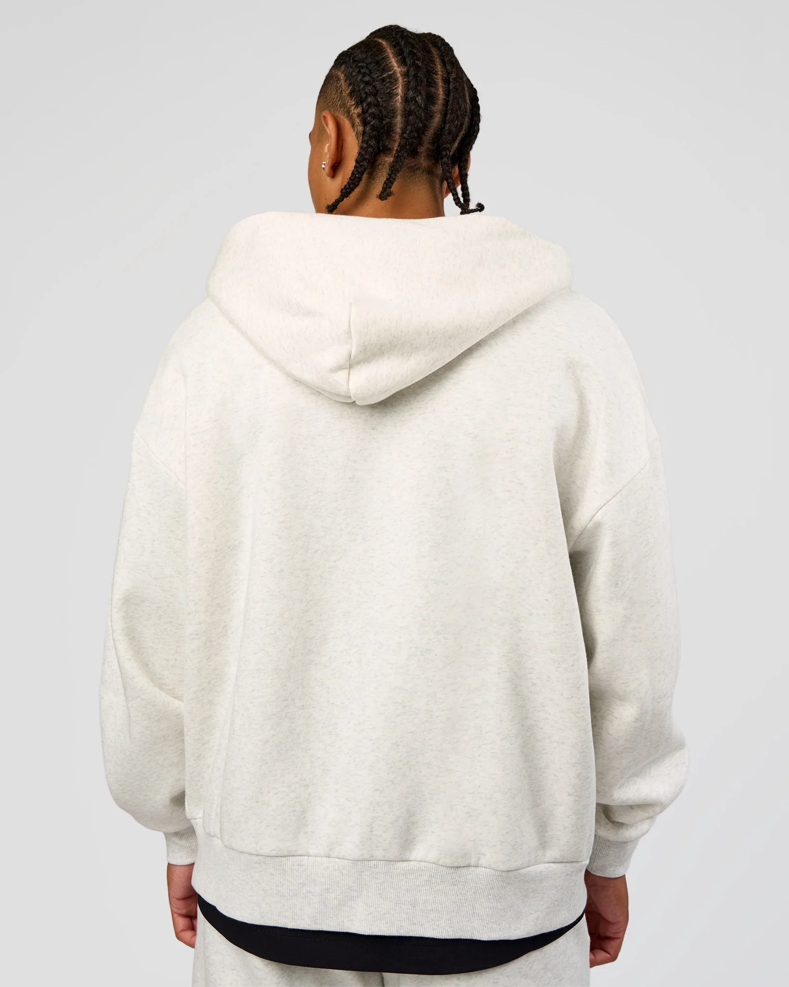 Base Zip Through Oversized Hoodie - Silver Marl - Image 6