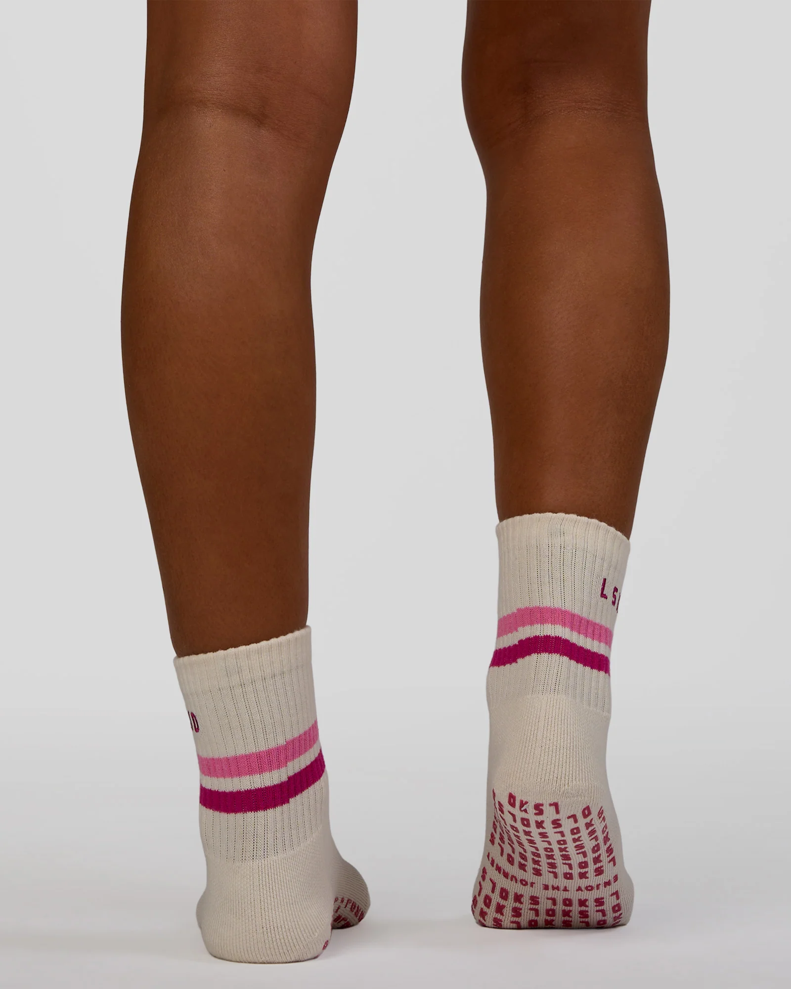Blooming Pilates Grip Socks - Off White-Ultra Fuchsia - Image 4