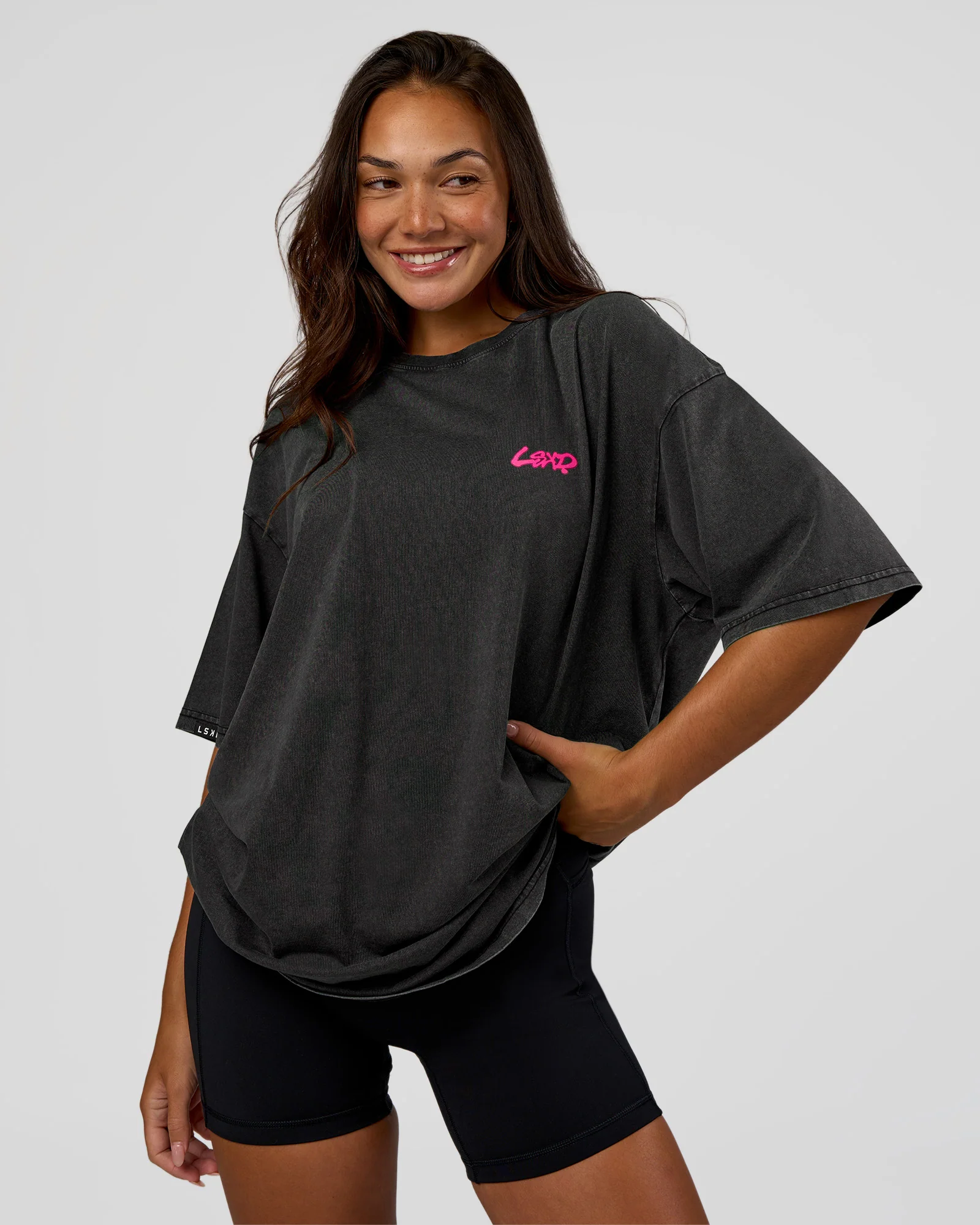 Break Through FLXCotton Oversized Tee - Black-Plum Caspia - Image 3