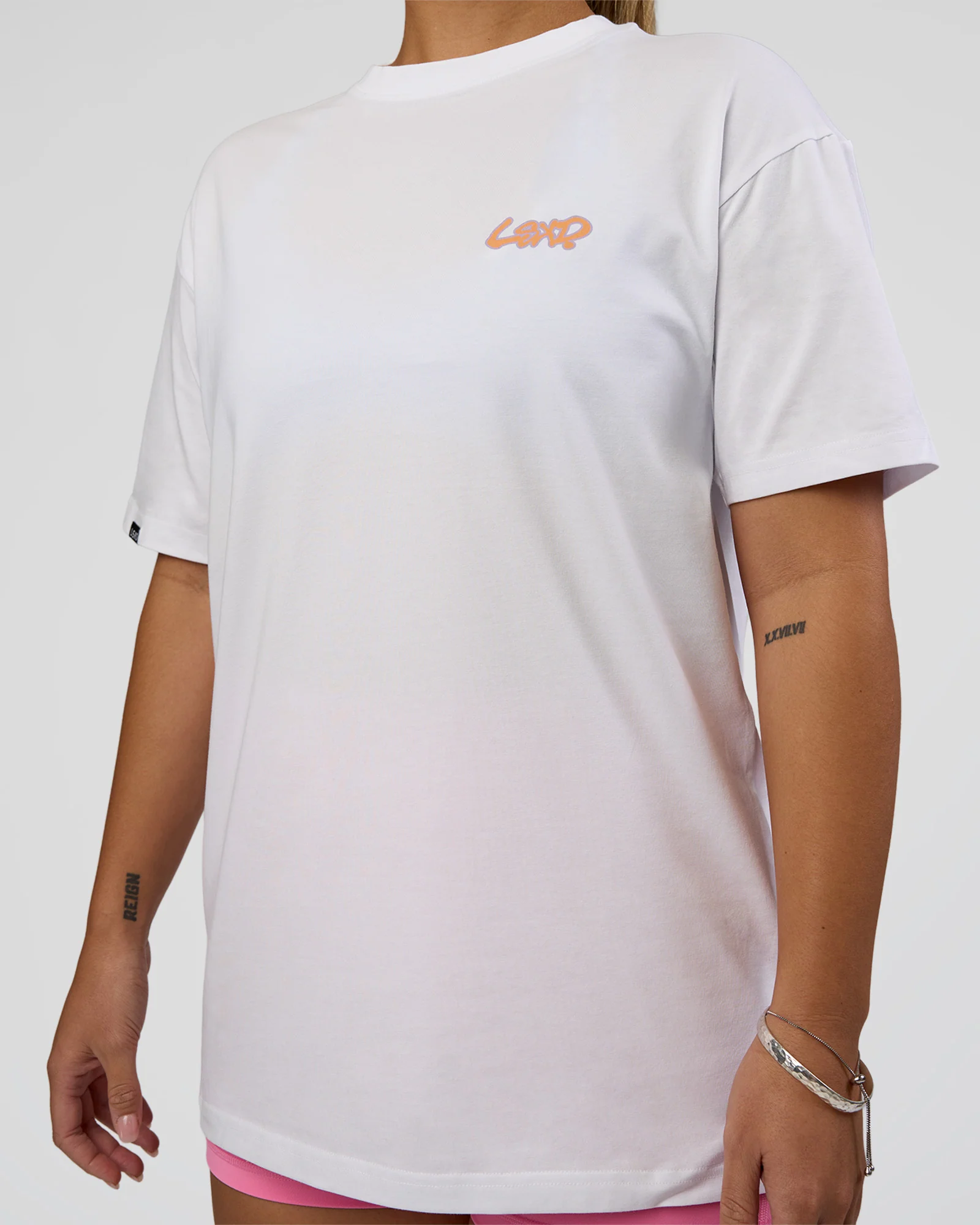 Break Through FLXCotton Oversized Tee - White-Pale Lilac - Image 9
