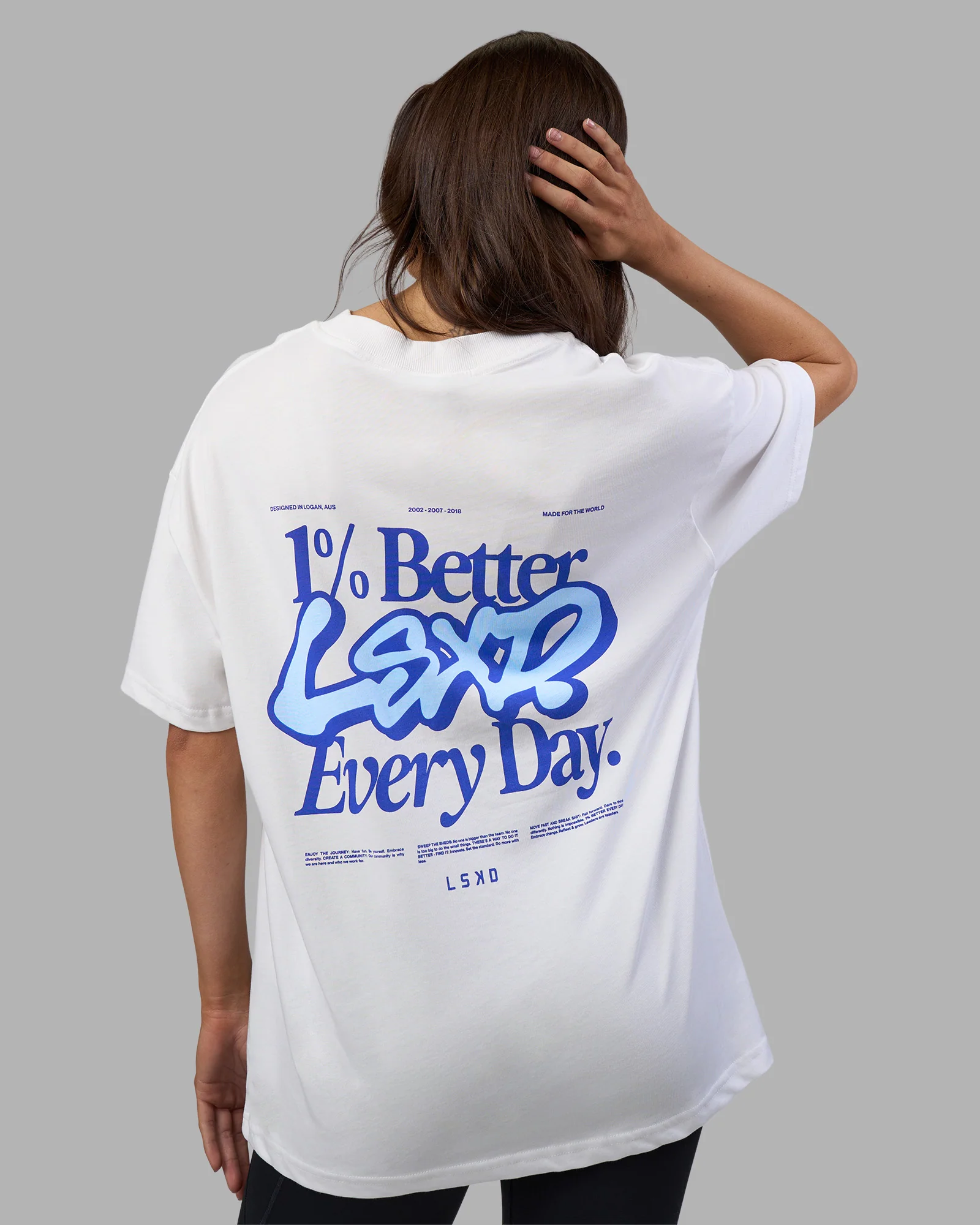 Break Through Heavyweight Oversized Tee - White-Power Cobalt - Image 4