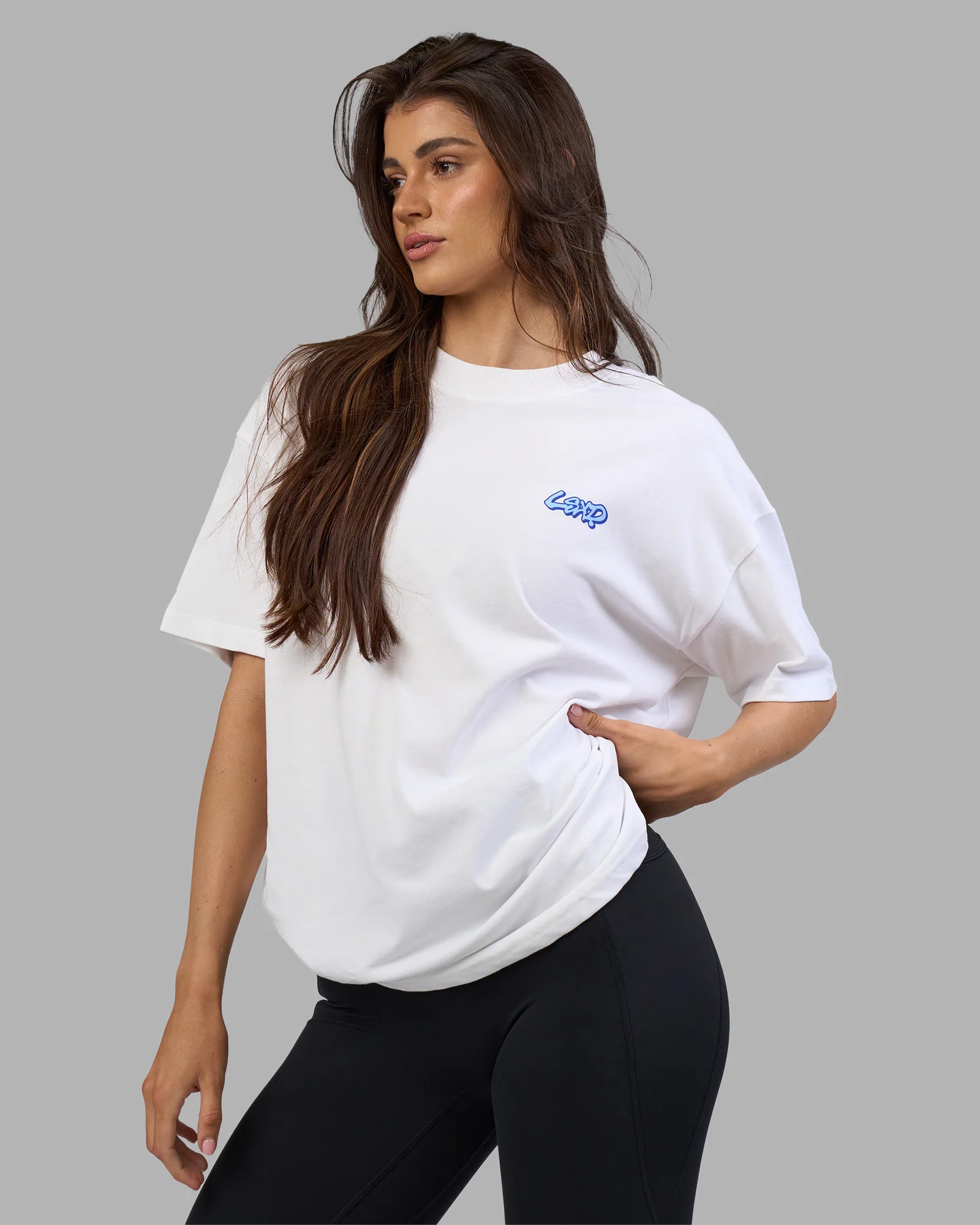 Break Through Heavyweight Oversized Tee - White-Power Cobalt - Image 5