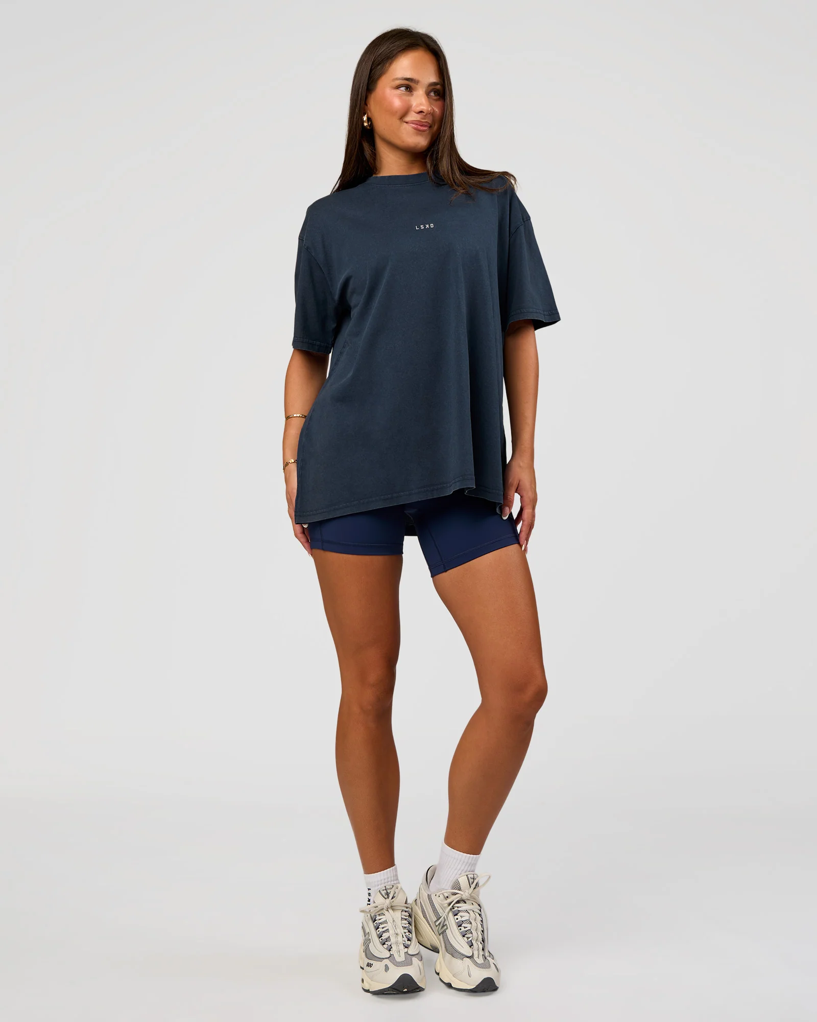 Built On Values Oversized Washed Tee - Future Navy Washed-White - Image 2