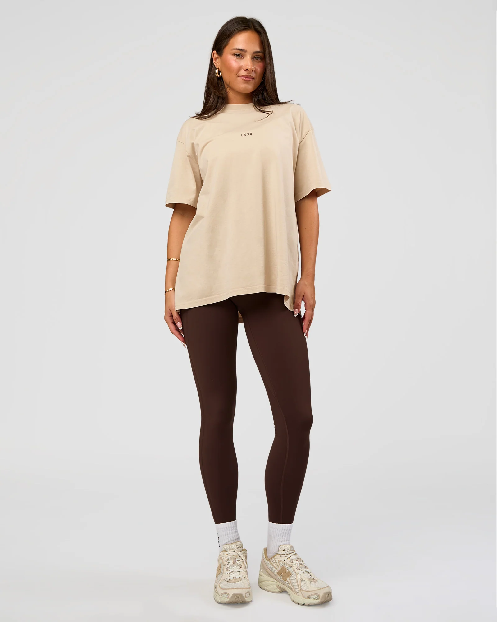 Built On Values Oversized Washed Tee - Shale Beige Washed-Hot Chocolate - Image 5