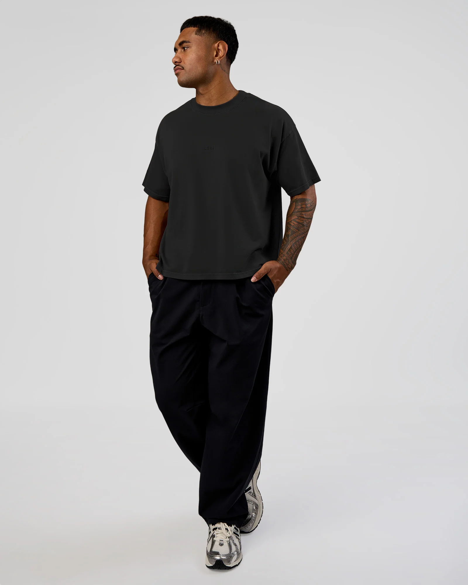 Oversized Heavyweight Boxed Tee - Washed Black - Image 5