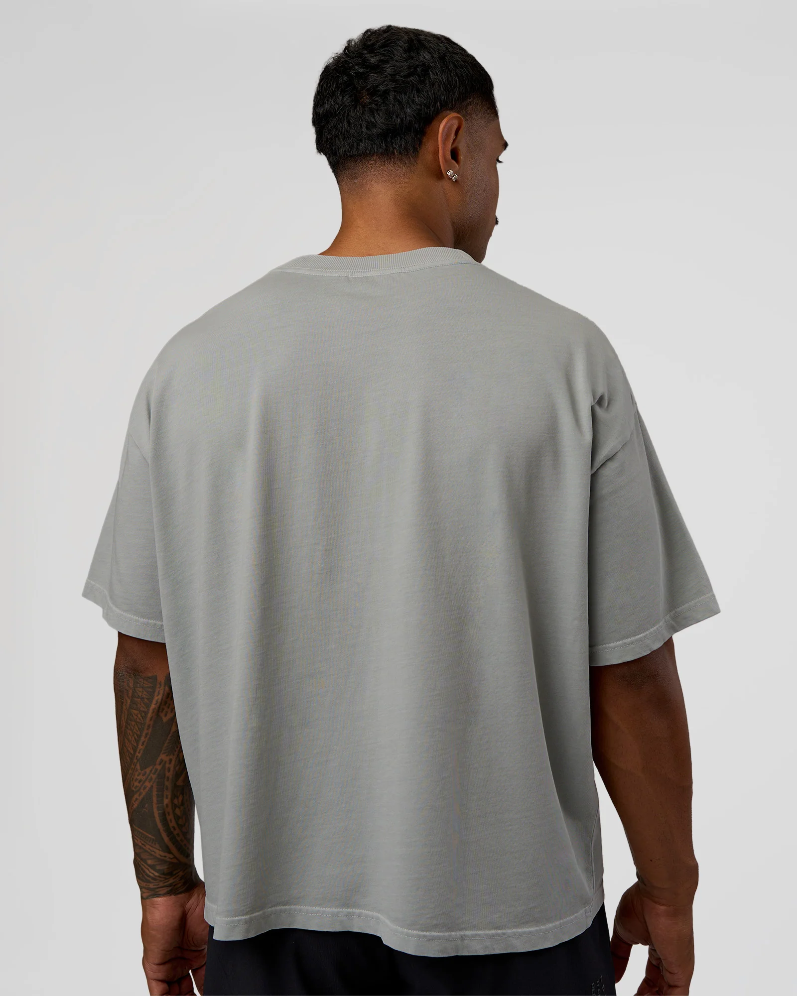 Oversized Heavyweight Boxed Tee - Light Grey Marl - Image 4