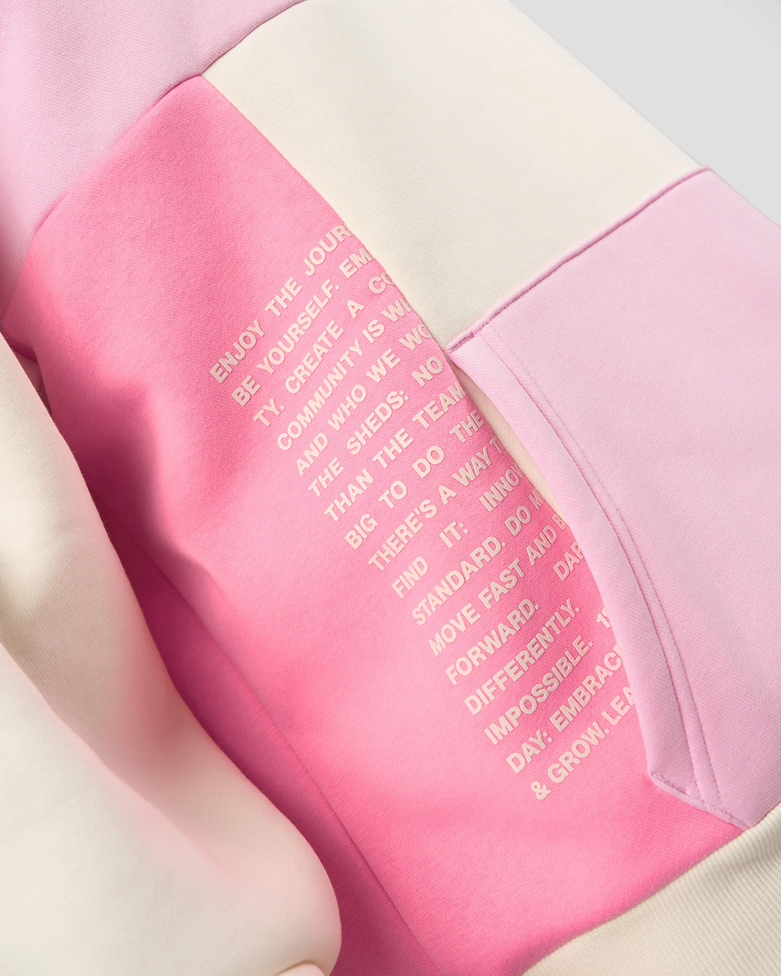 Deconstructed Fleece Hoodie - Off White-Marshmallow-Pink - Image 10