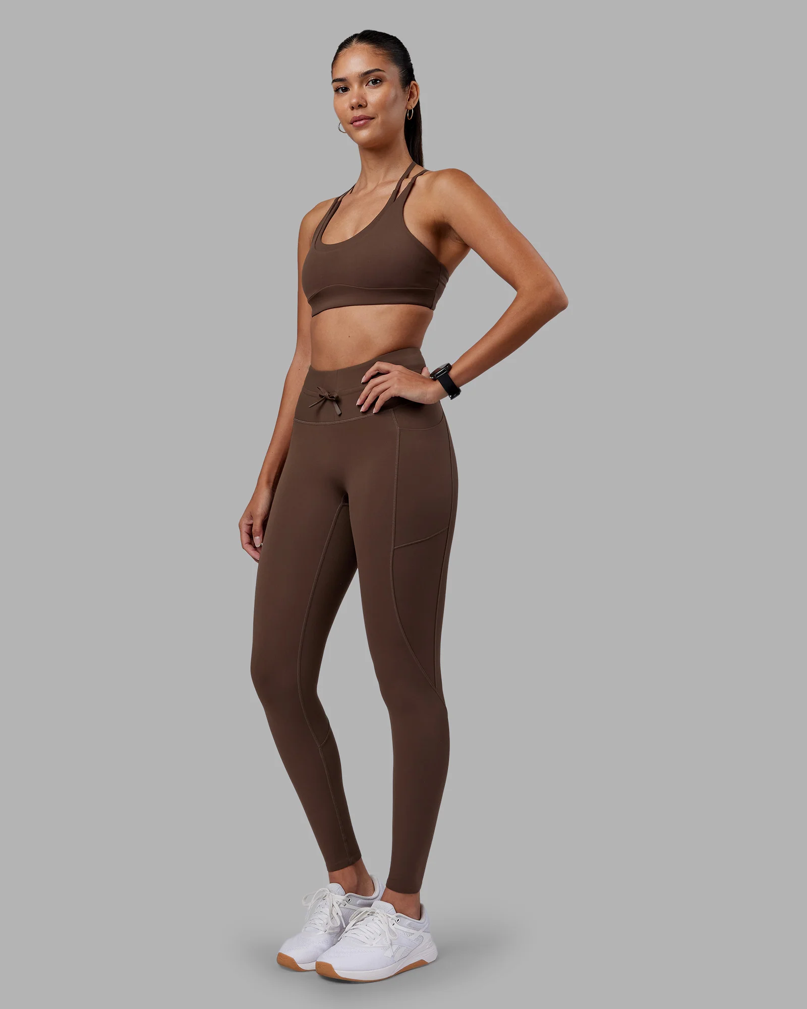 Effortless Drawstring Ultra High-Rise Full Length Legging Pockets - Chocolate Martini - Image 5