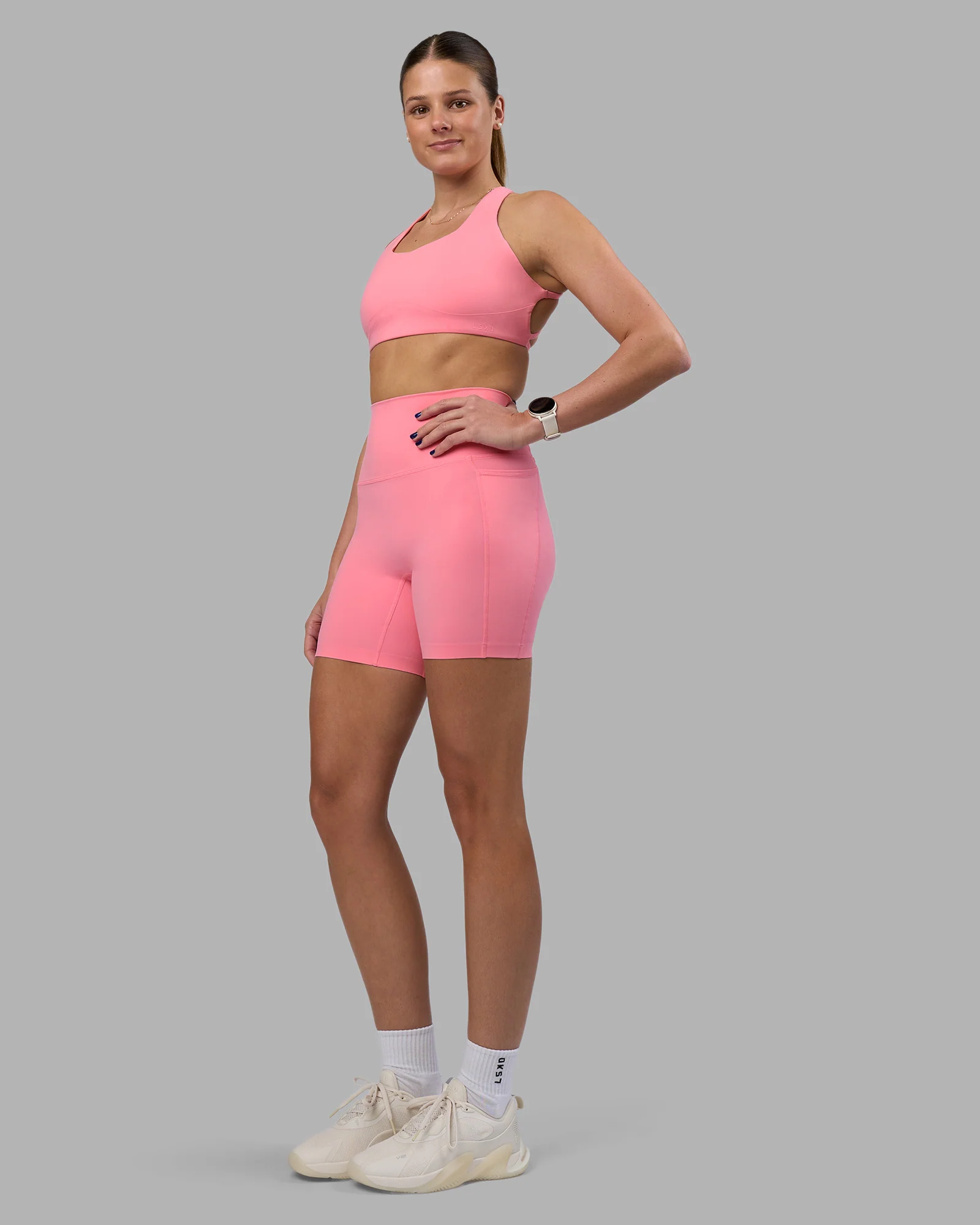 Elixir Ultra High-Rise 6" Short Pockets - Candy Pink - Image 6