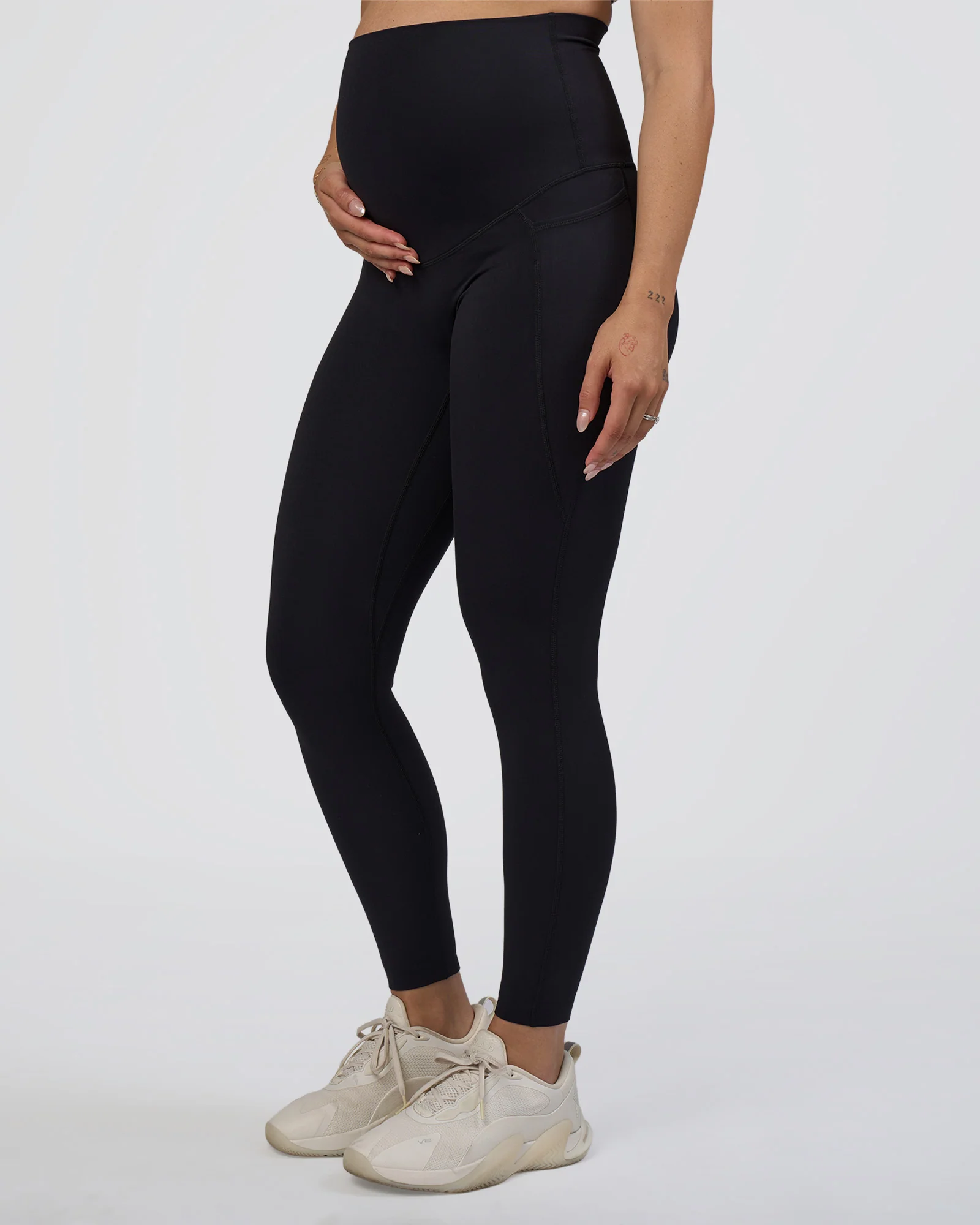 Elixir Ultra High-Rise Maternity Full Length Legging Pockets - Black - Image 2