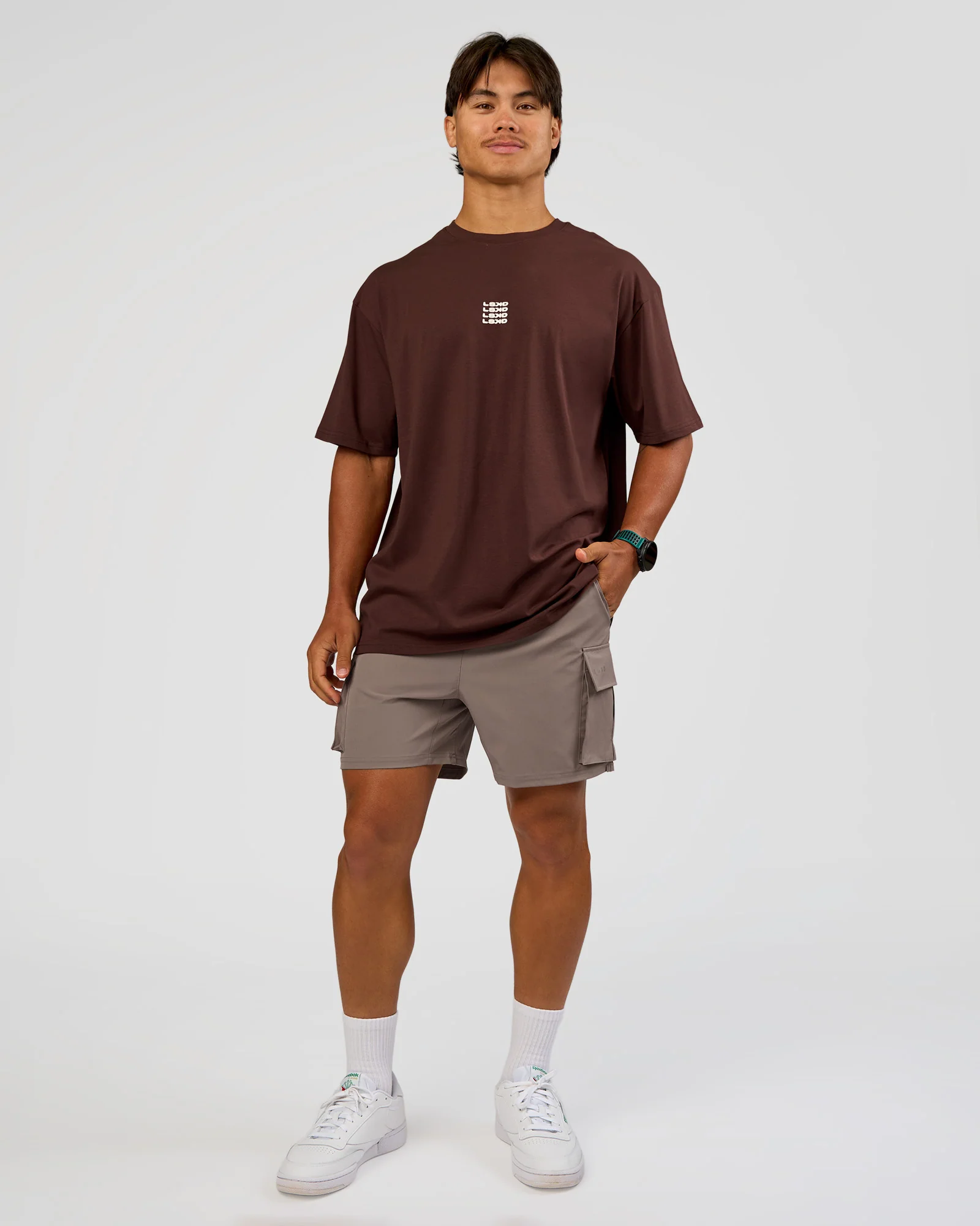 Everyday Elevation FLXCotton Oversized Tee - Hot Chocolate-Off White - Image 8