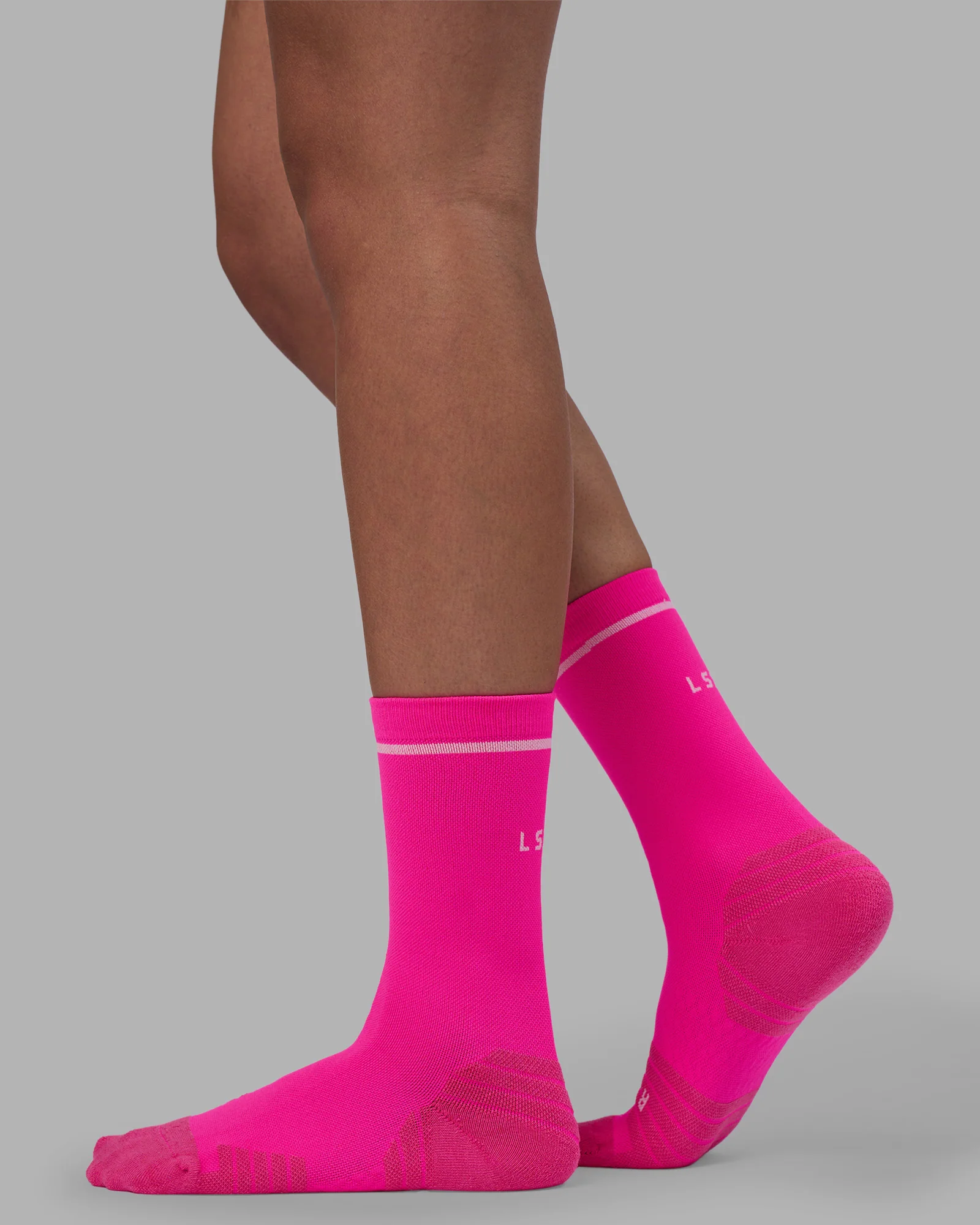 Fast Performance Crew Socks - Neon Pink-White - Image 3