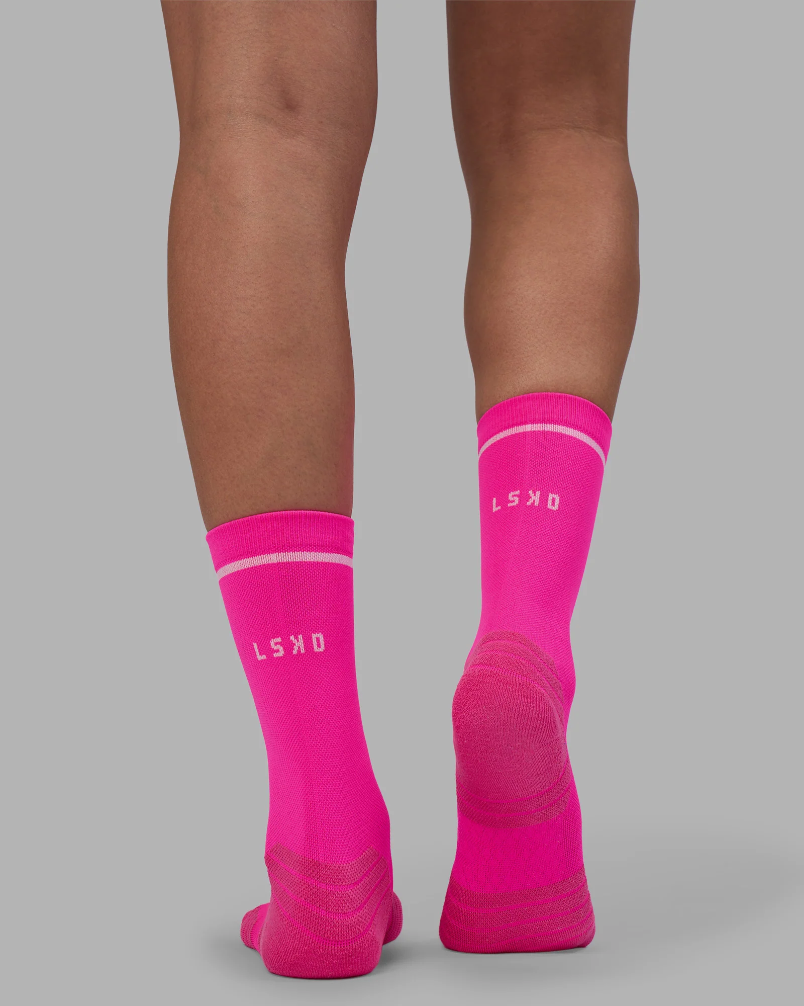 Fast Performance Crew Socks - Neon Pink-White - Image 4
