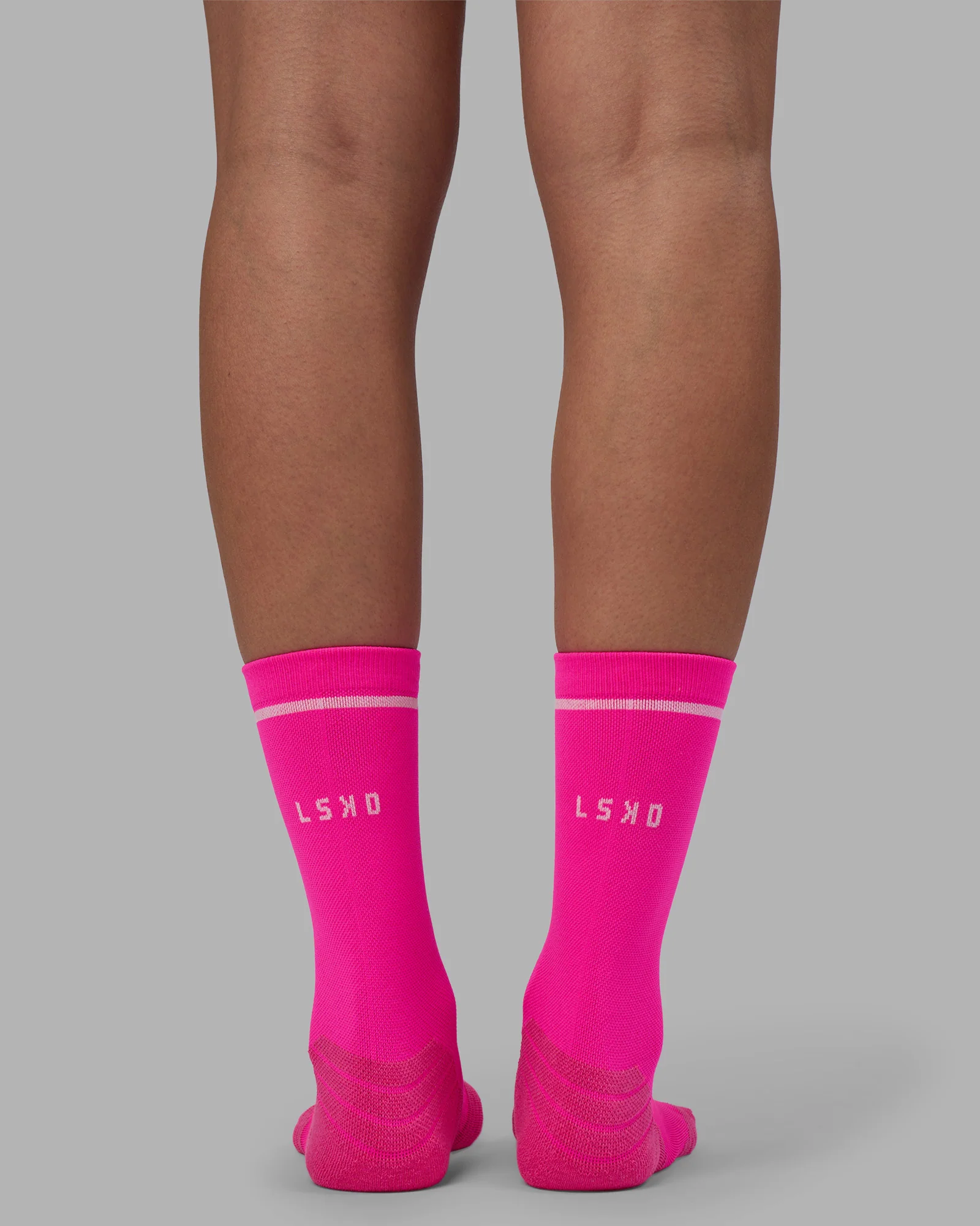 Fast Performance Crew Socks - Neon Pink-White - Image 2