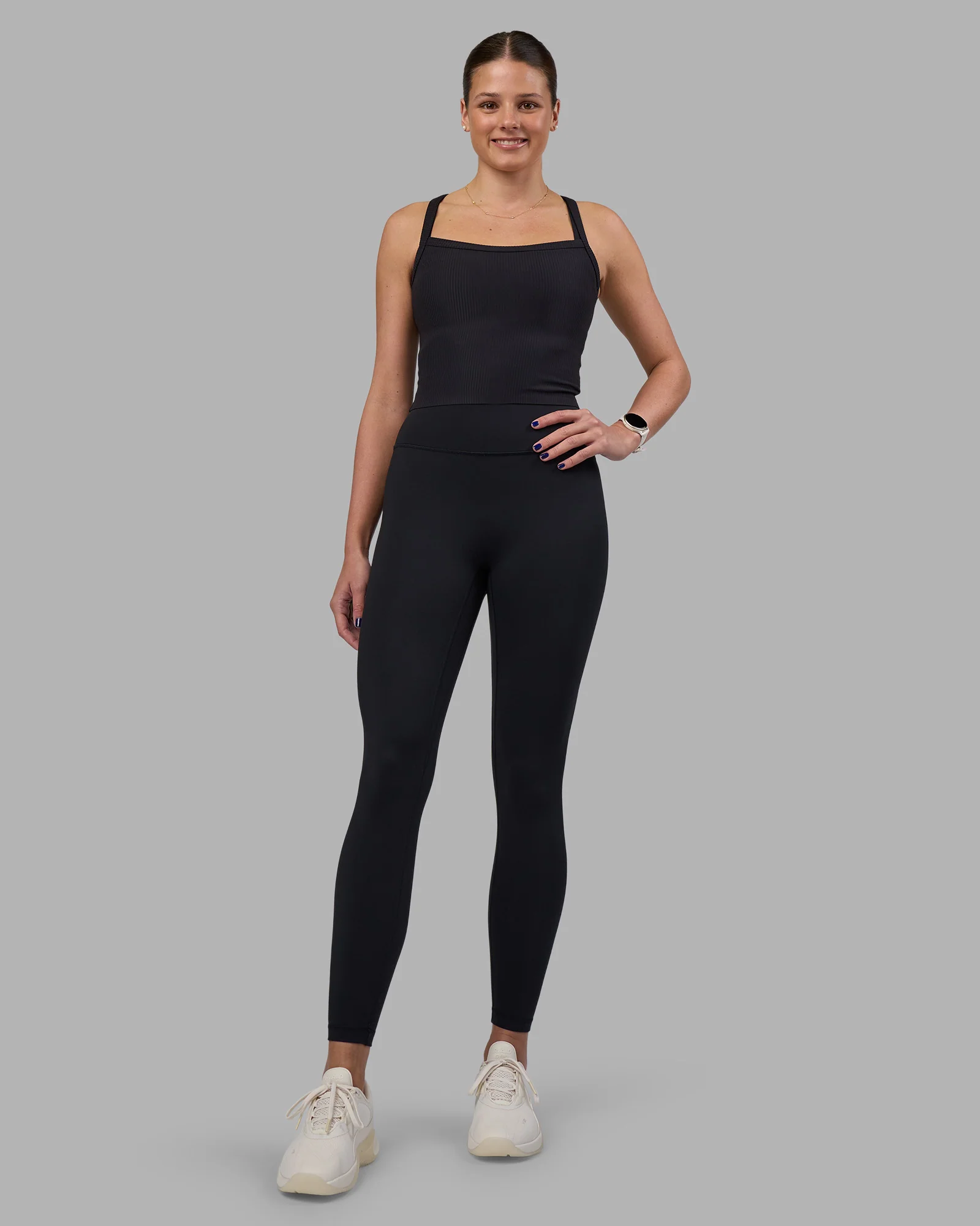 Flame Ribbed Tank - Black - Image 3