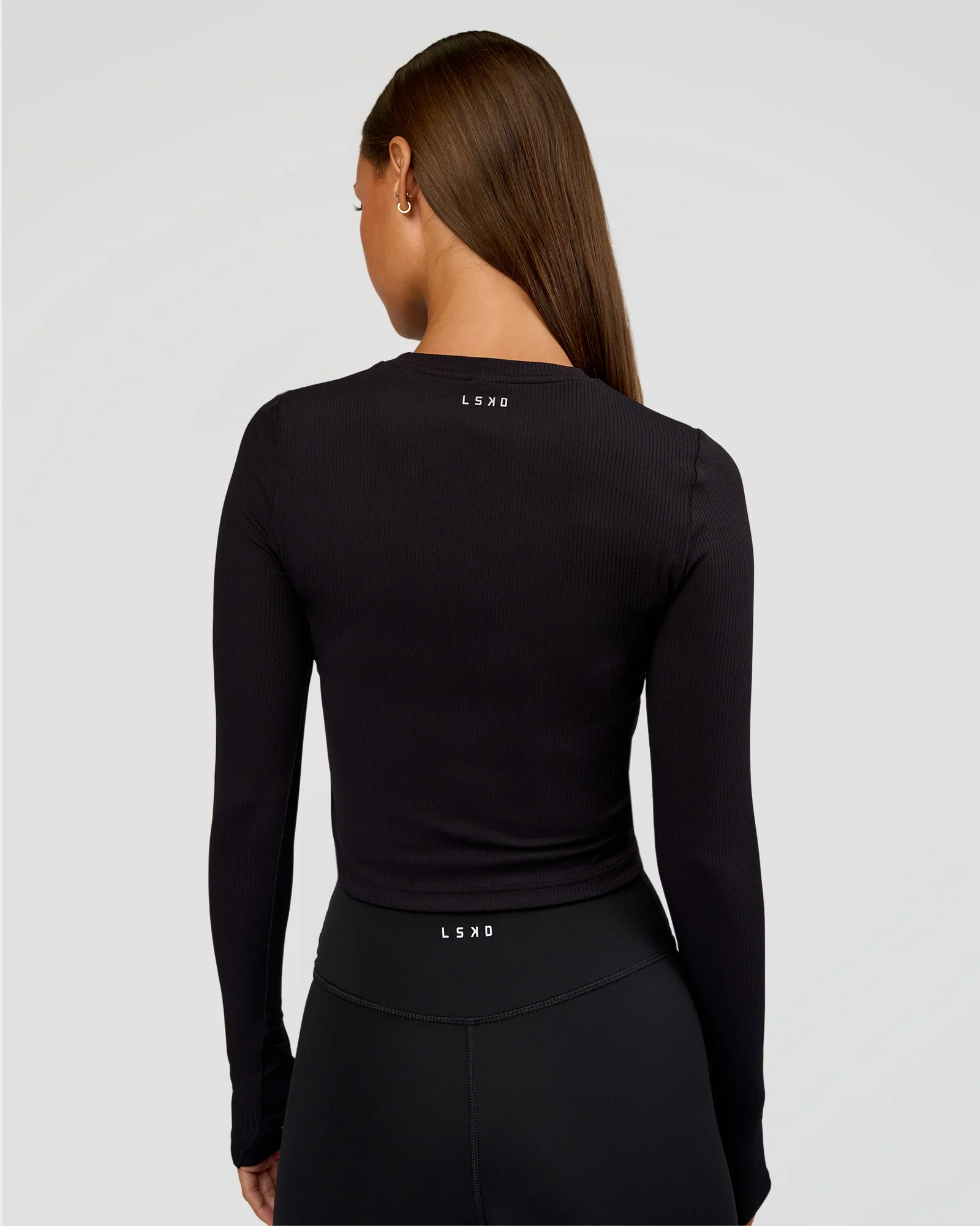 Flow Rib Long Sleeve Tee - Black - Image 3