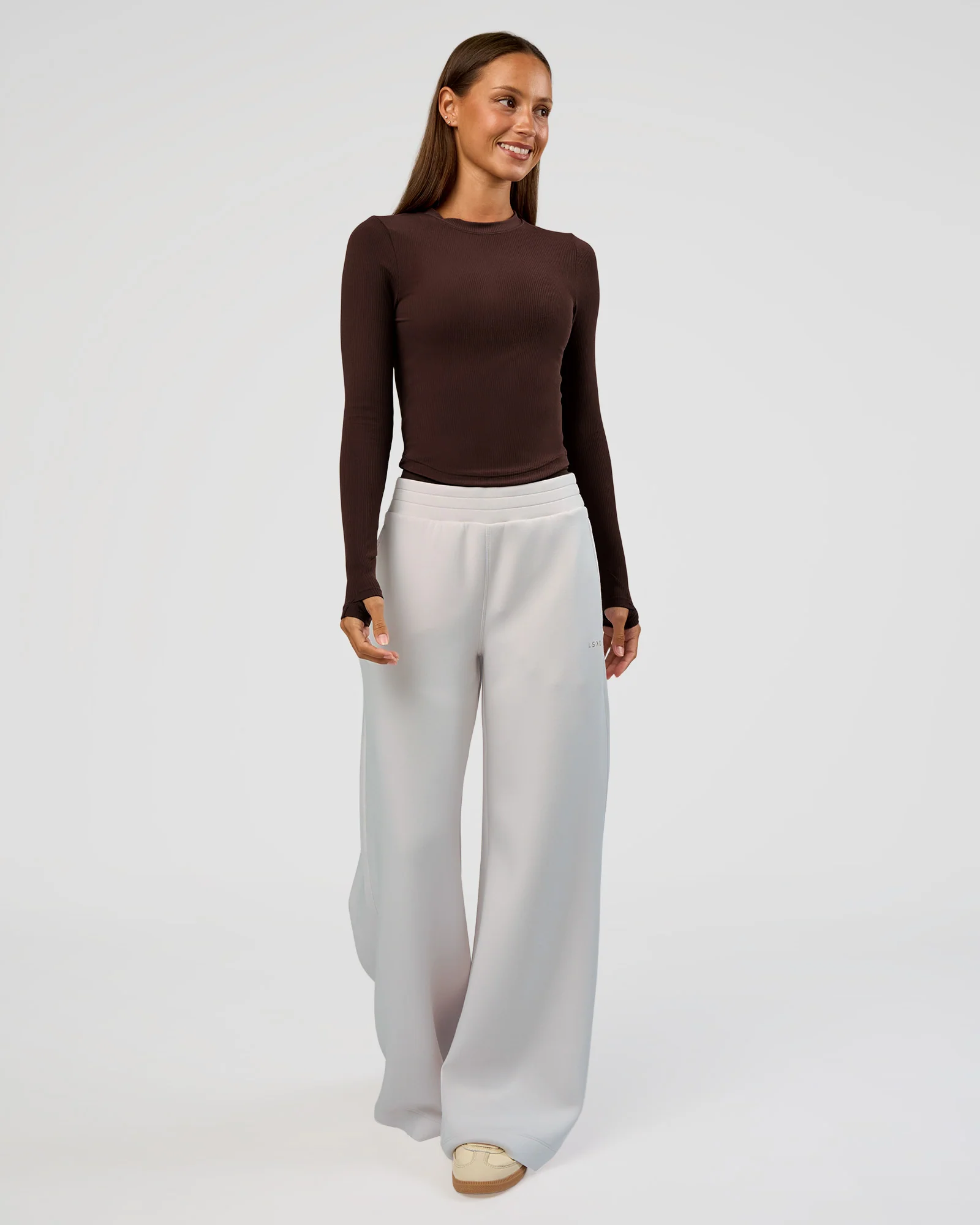 Flow Rib Long Sleeve Tee - Hot Chocolate - Image 2