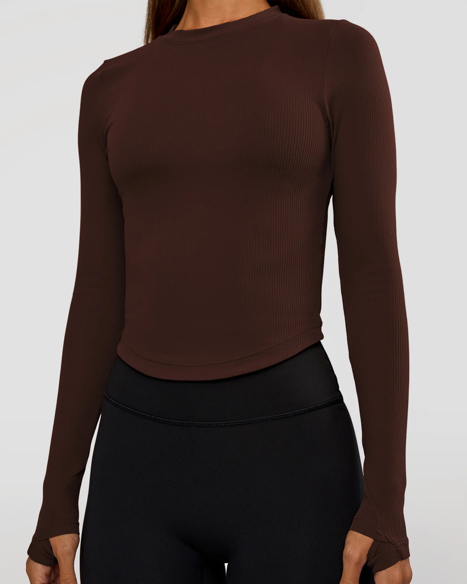 Flow Rib Long Sleeve Tee - Hot Chocolate - Image 5