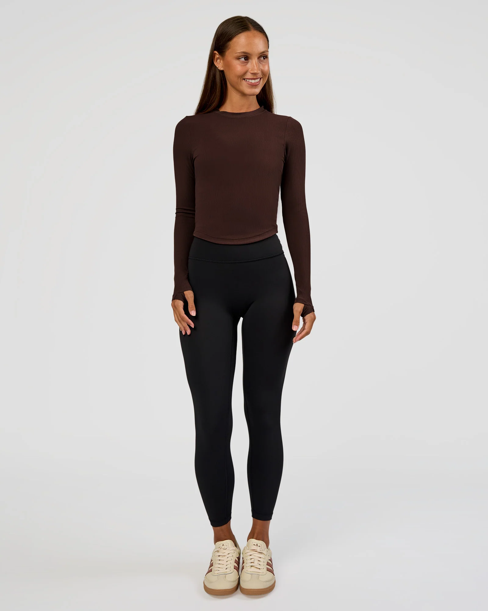 Flow Rib Long Sleeve Tee - Hot Chocolate - Image 6