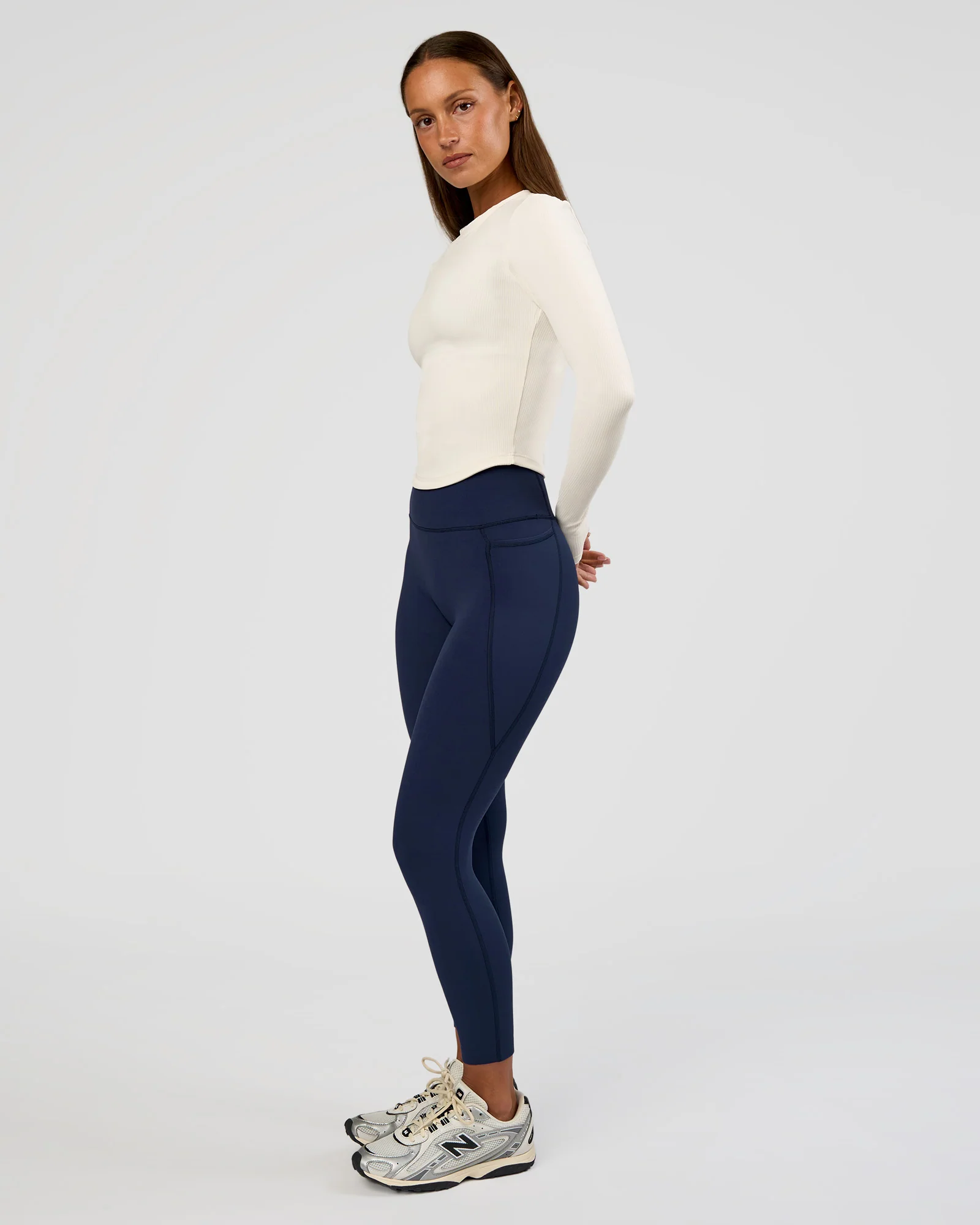 Flow Rib Long Sleeve Tee - Off White - Image 5